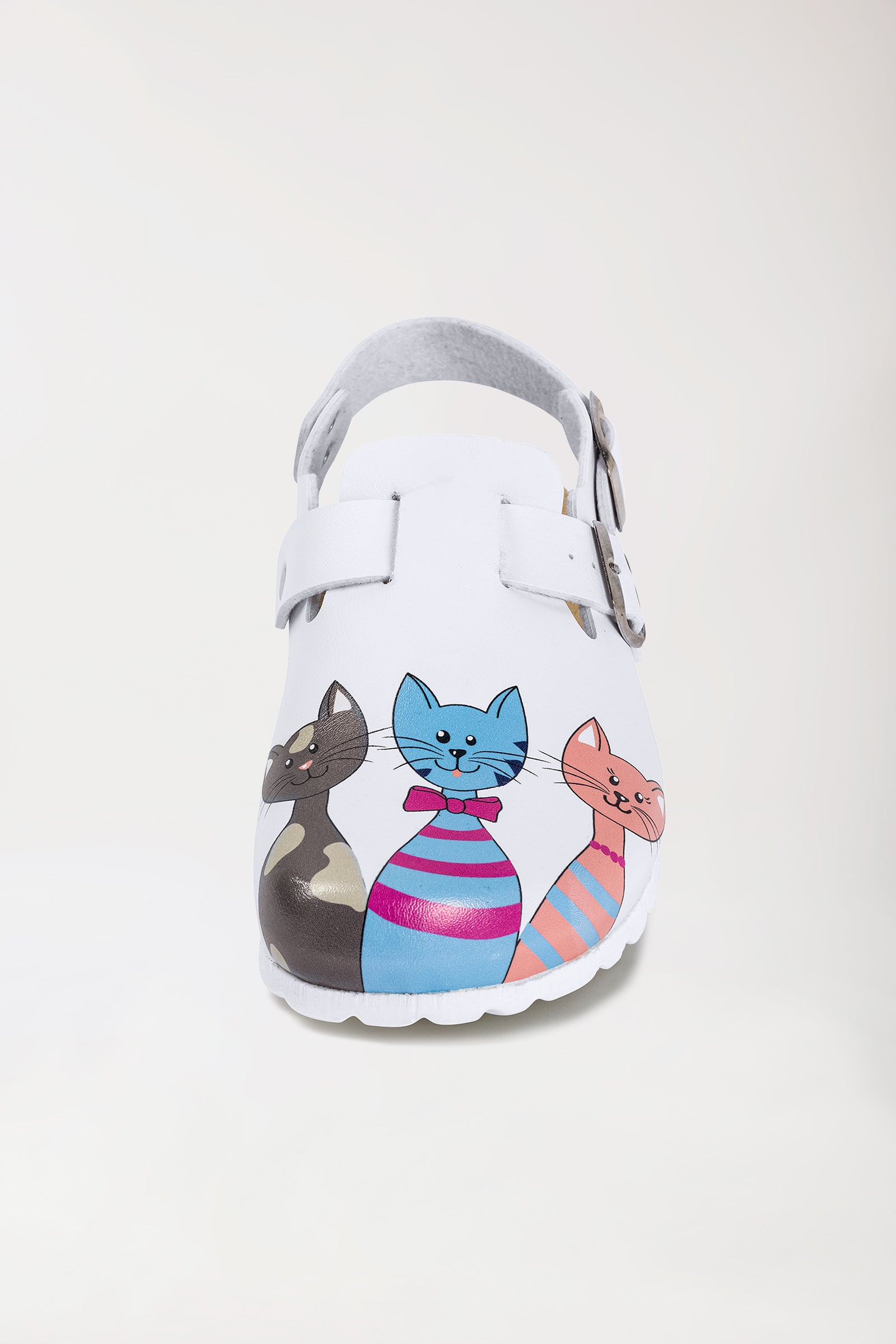 Sabots Femme blanc/rose pêche/bleu