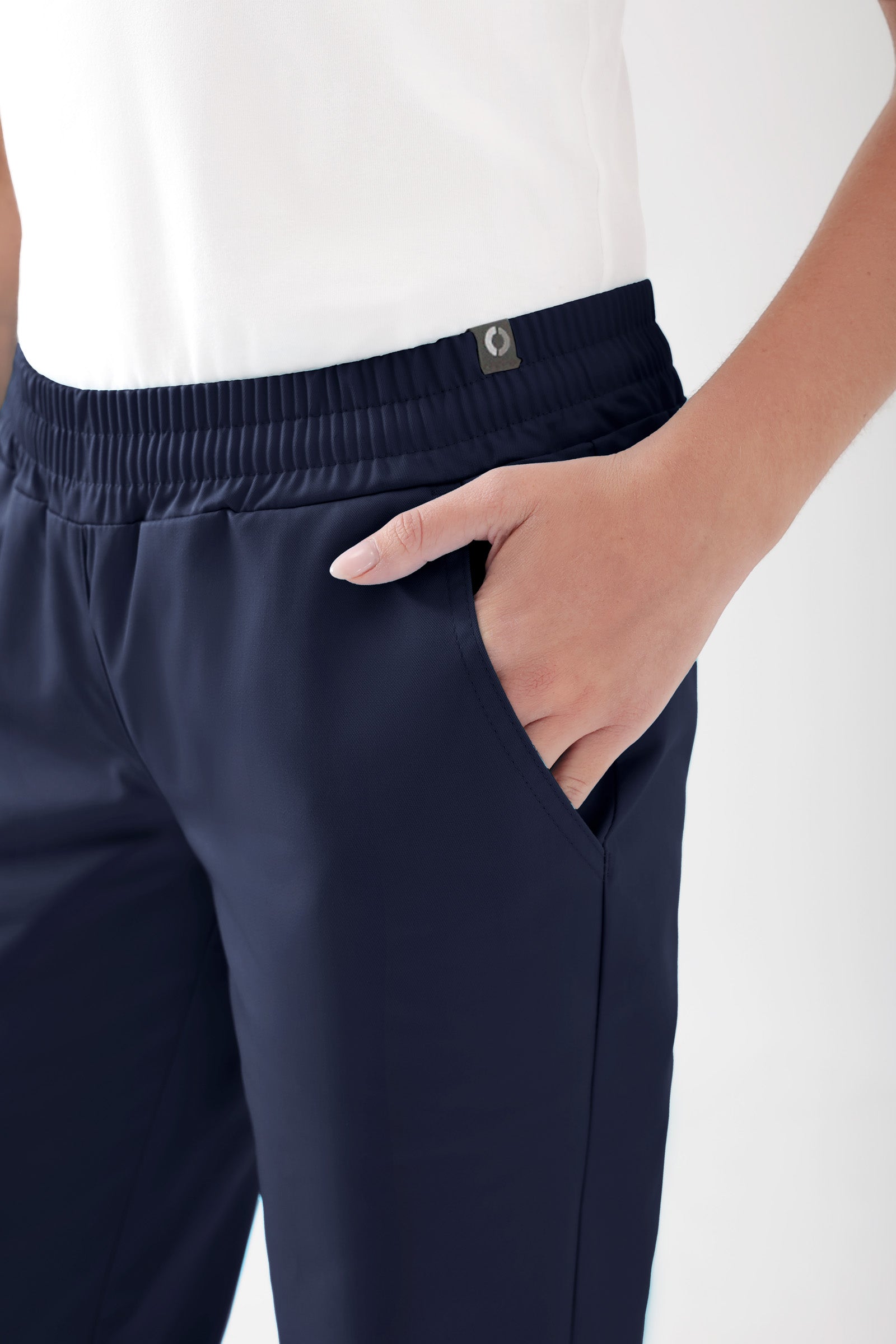 JUST STRONG Pantalon Femme - Ceinture élastiquée bleu navy