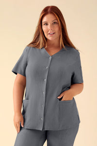 KAERE Blouse Femme - Patte de boutonnage gris foncé chiné