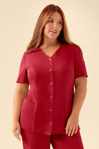 KAERE Blouse Femme - Patte de boutonnage rouge
