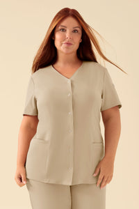KAERE Blouse Femme - Patte de boutonnage sable
