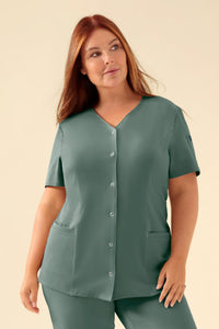 KAERE Blouse Femme - Patte de boutonnage vert foncé