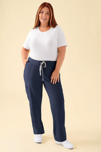 KAERE Pantalon Femme - avec poches cargo bleu navy