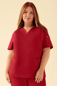 KAERE Tunique Femme - Décolleté V rouge