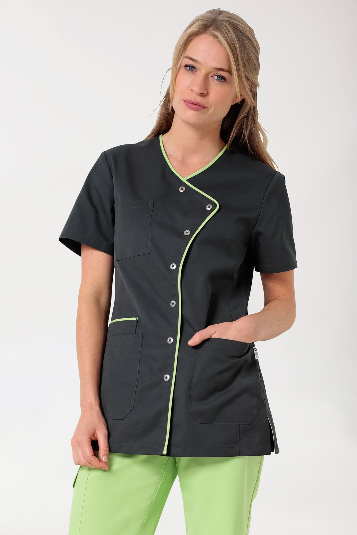 Tunique femme anthracite vert pomme, Vue de face 