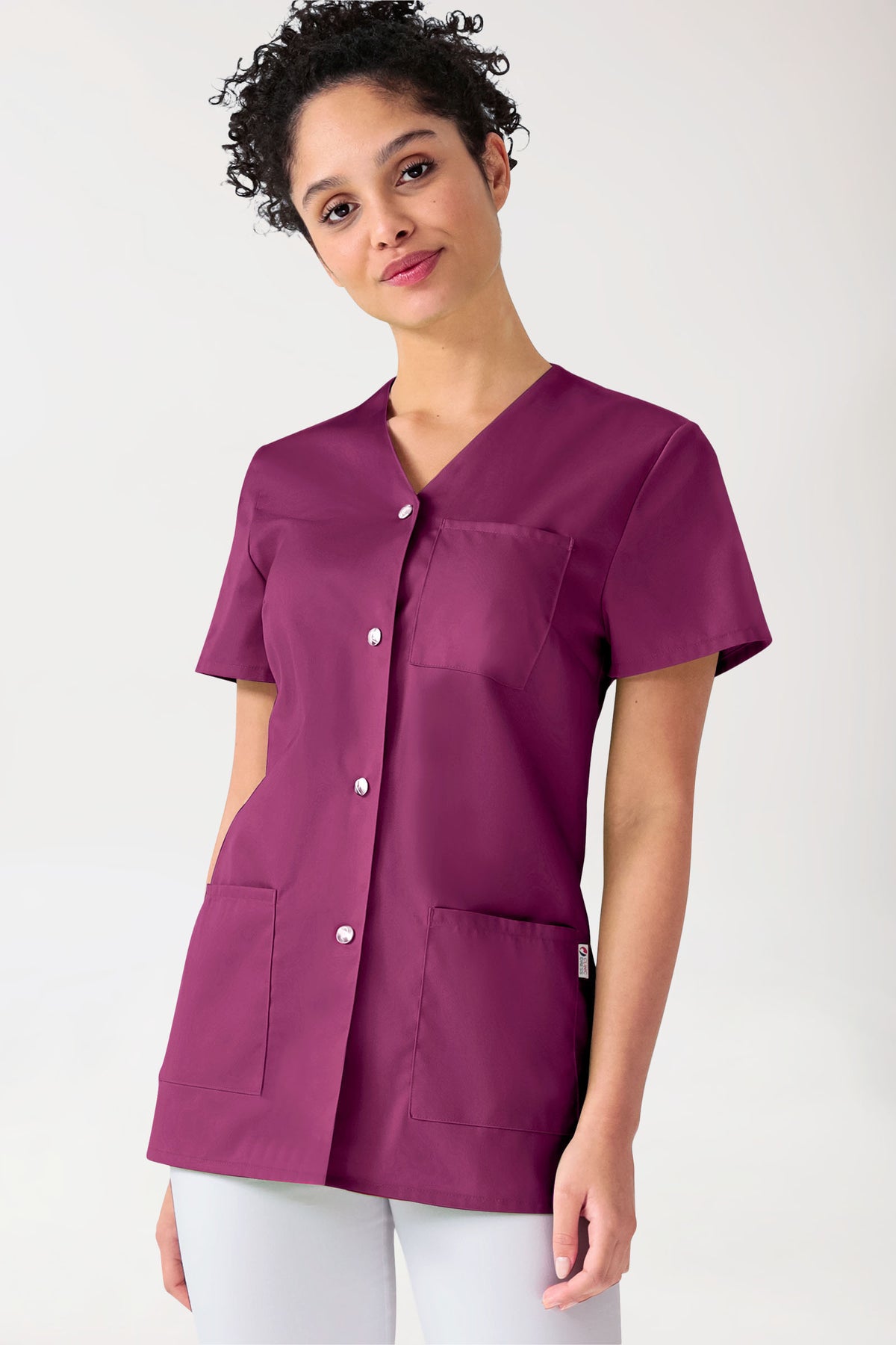 Blouse Beauté Femme - Boutonnée berry, Vue de face 
