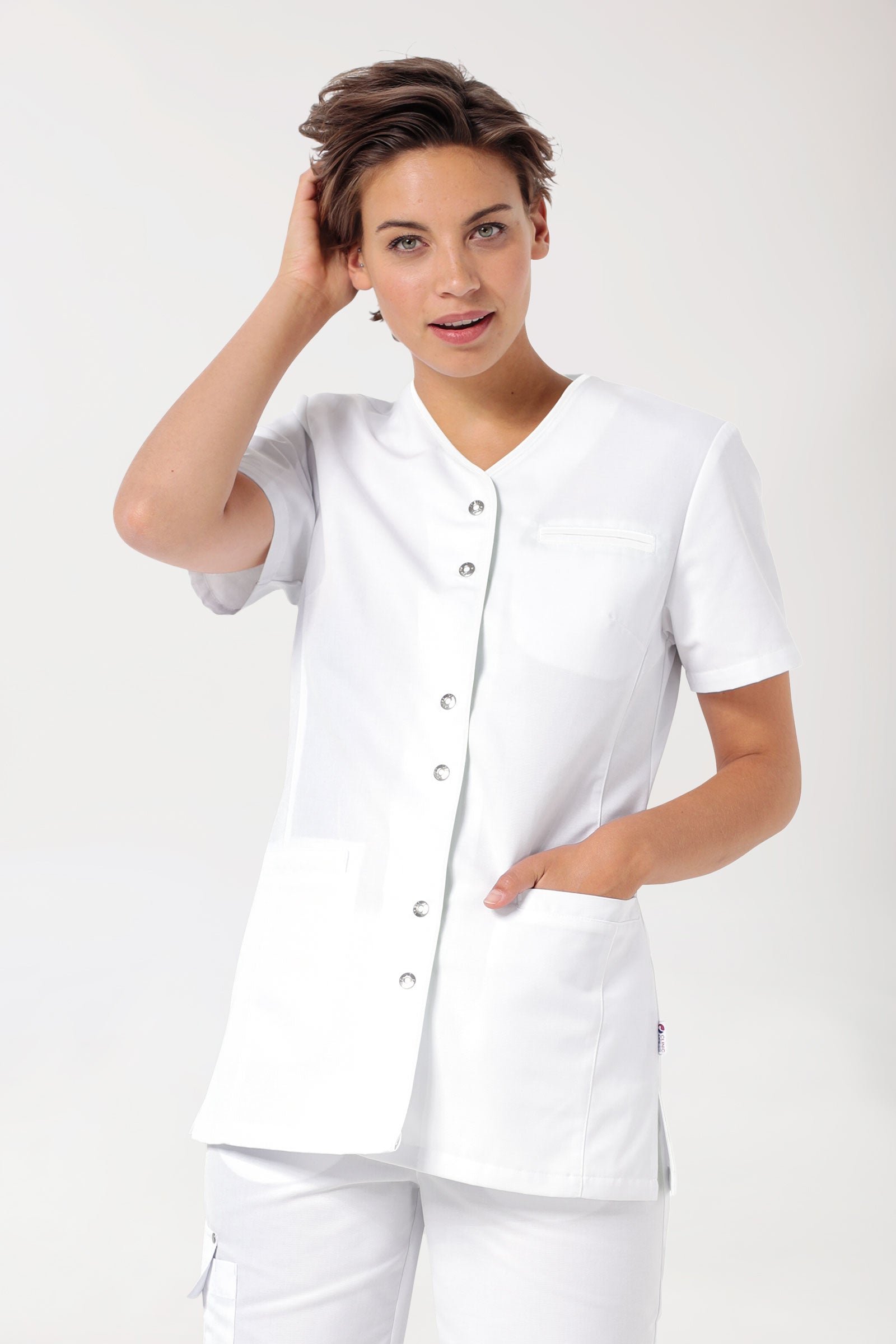 Blouse Beauté Femme - Patte de boutons-pression blanc