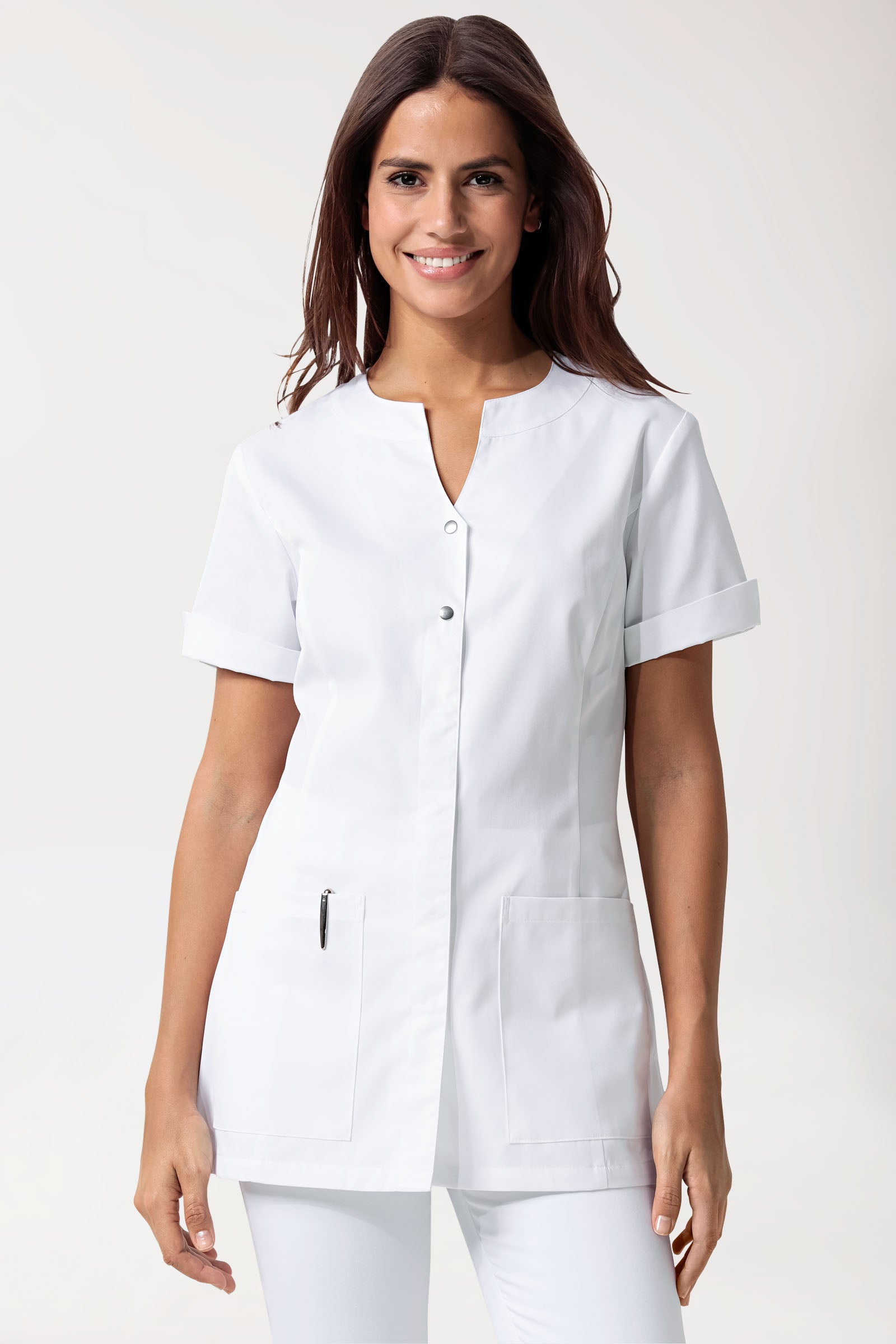 Blouse Beauté Femme - Boutonnage invisible blanc