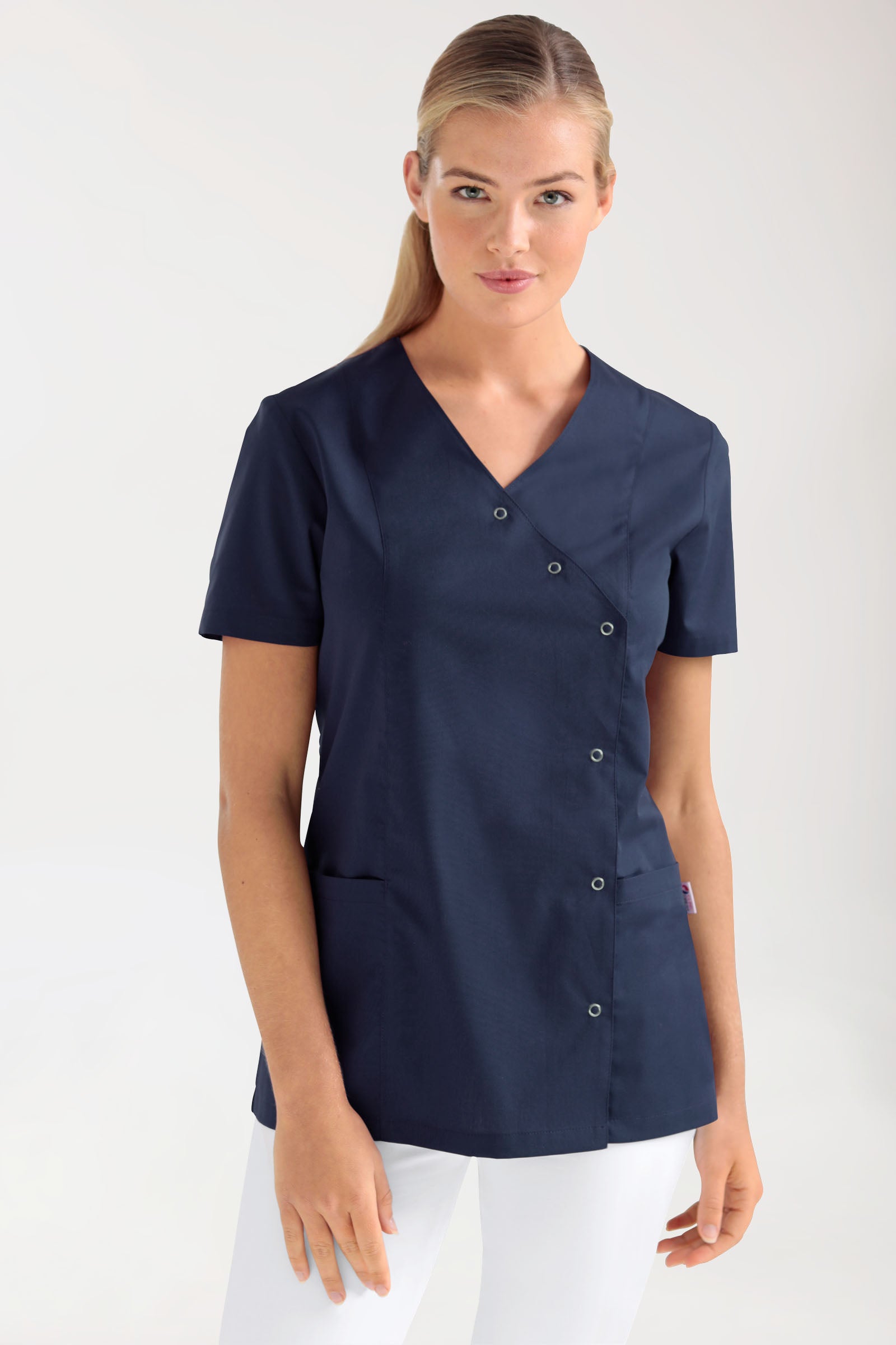 Blouse Stretch Femme - boutonnée bleu navy