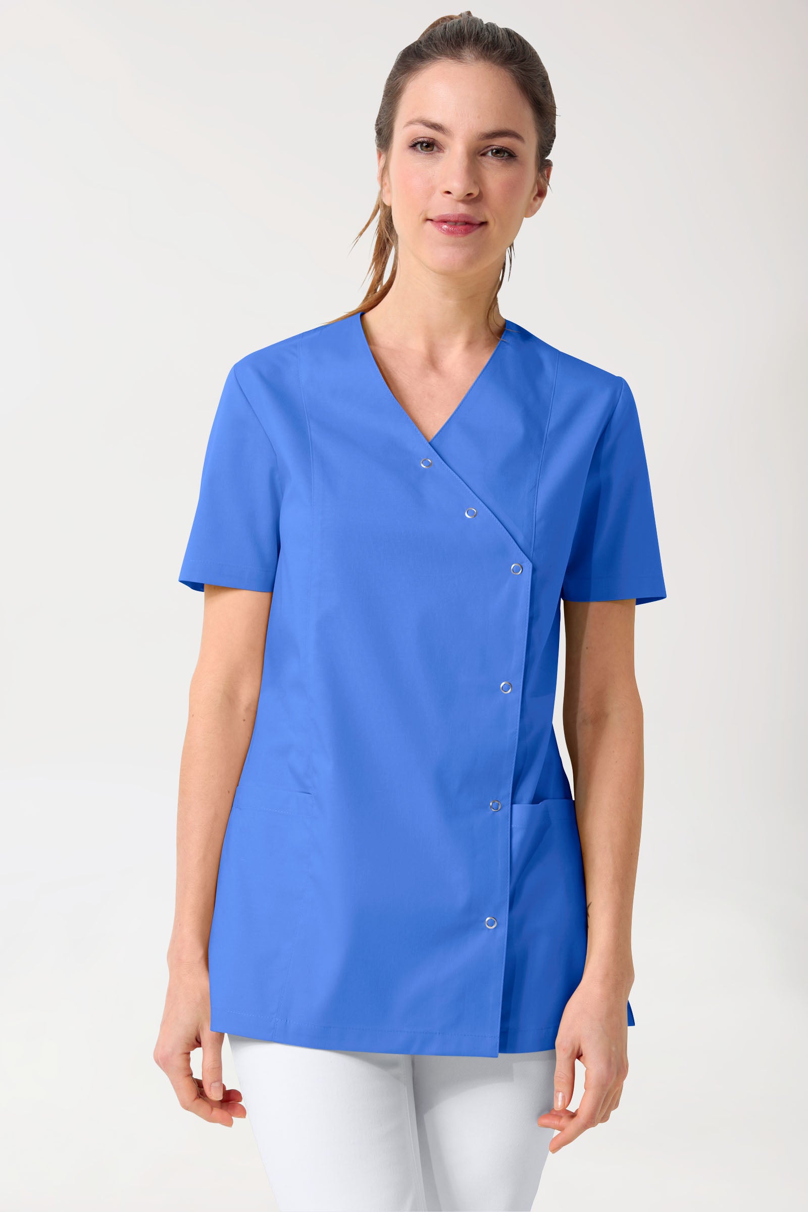 Blouse Stretch Femme - boutonnée bleu roi