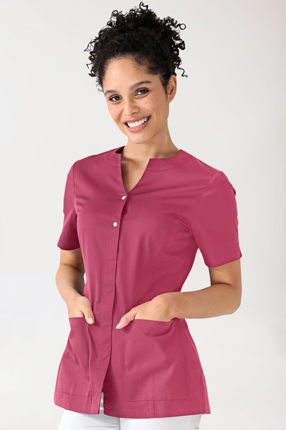 Blouse Femme - Boutonnage invisible bois de rose, Vue de face 