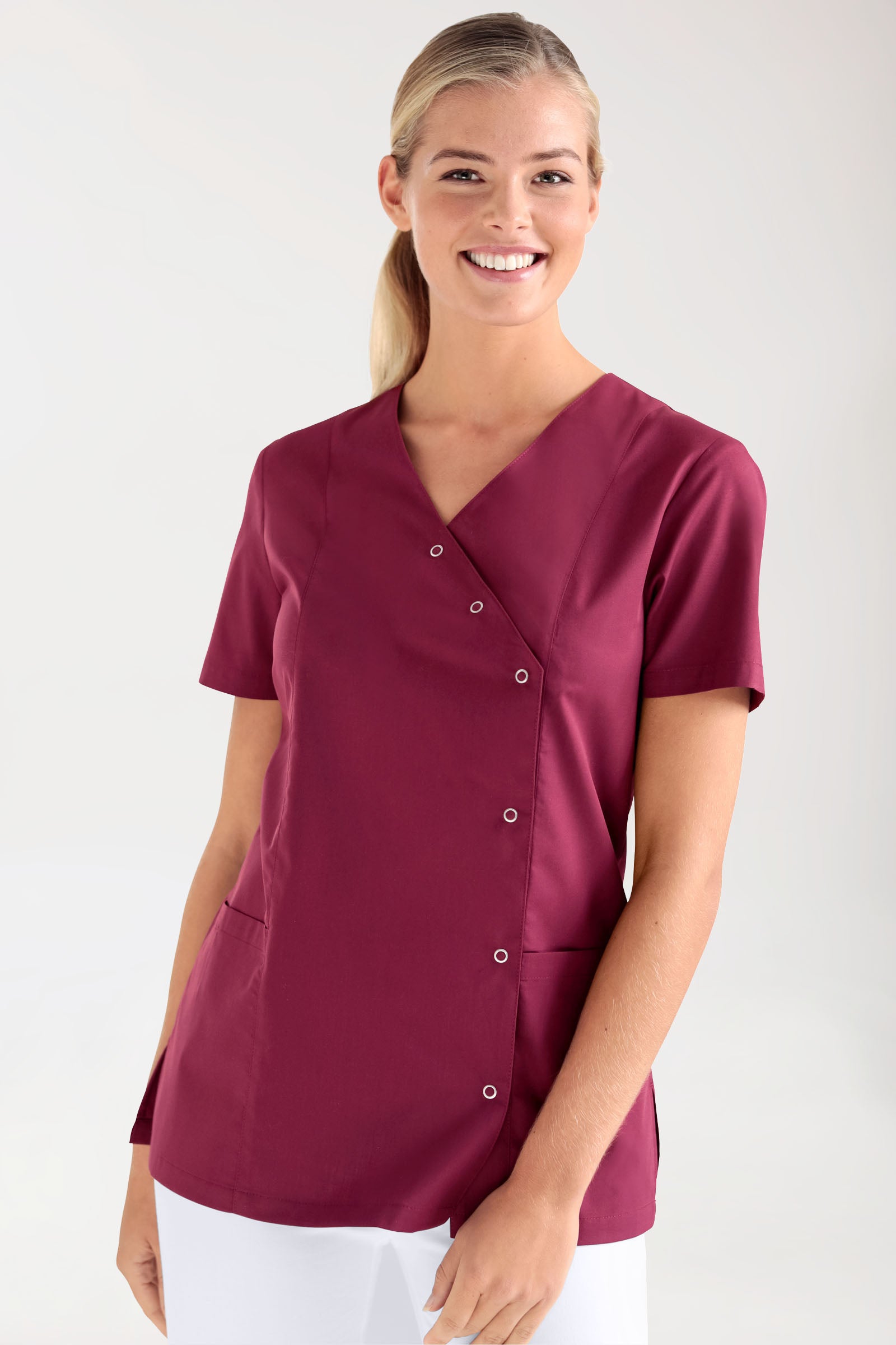 Blouse Stretch Femme - boutonnée bordeaux