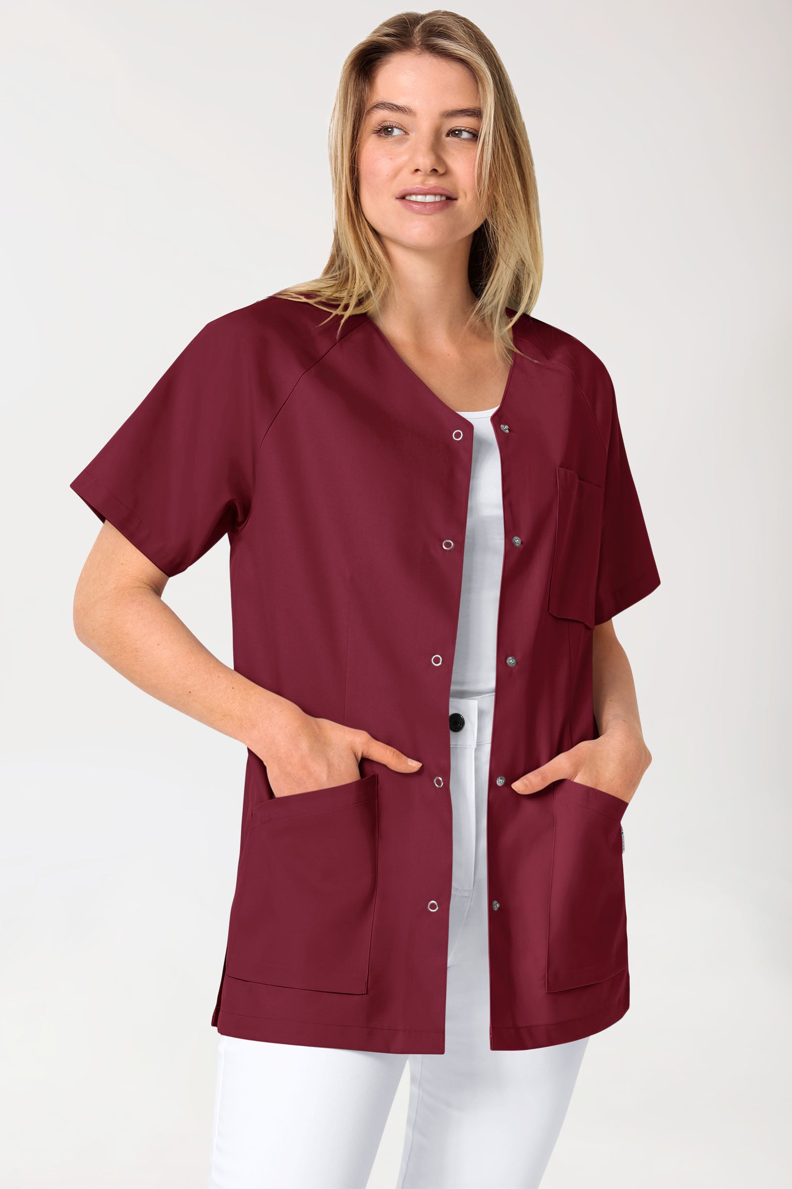 CORE Blouse Femme - Entièrement boutonnée bordeaux