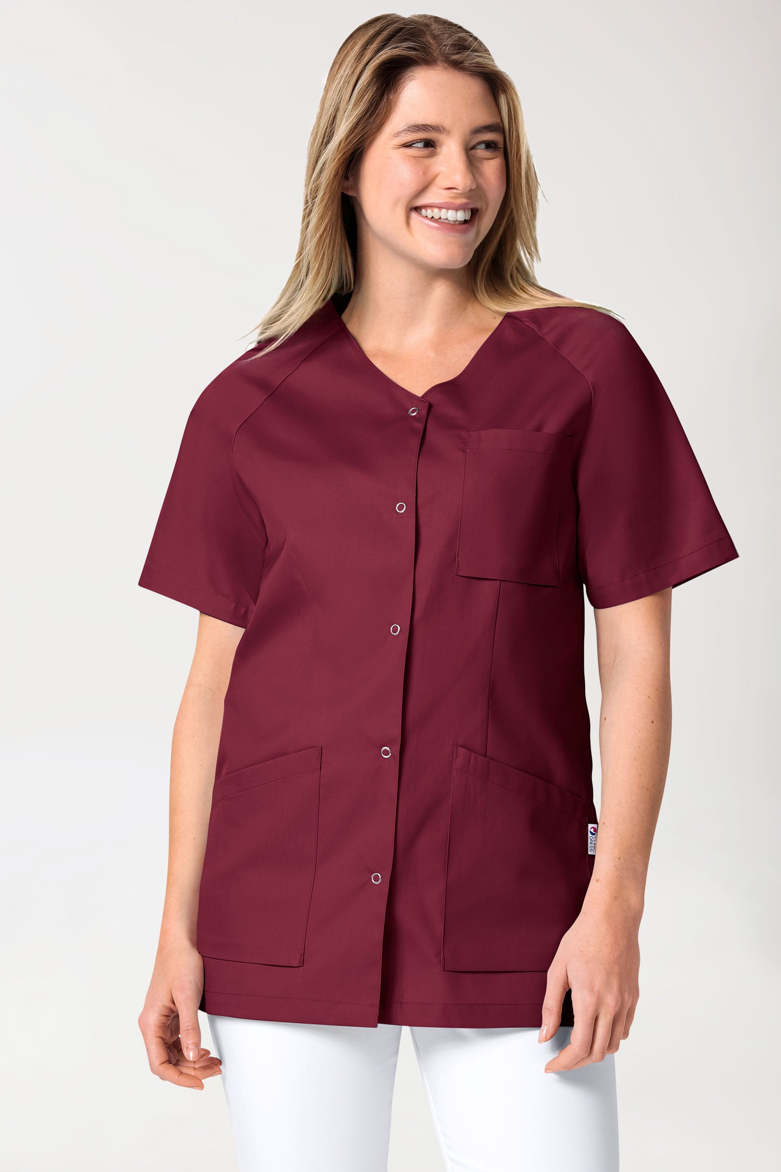 CORE Blouse Femme - Entièrement boutonnée bordeaux, Vue de face 