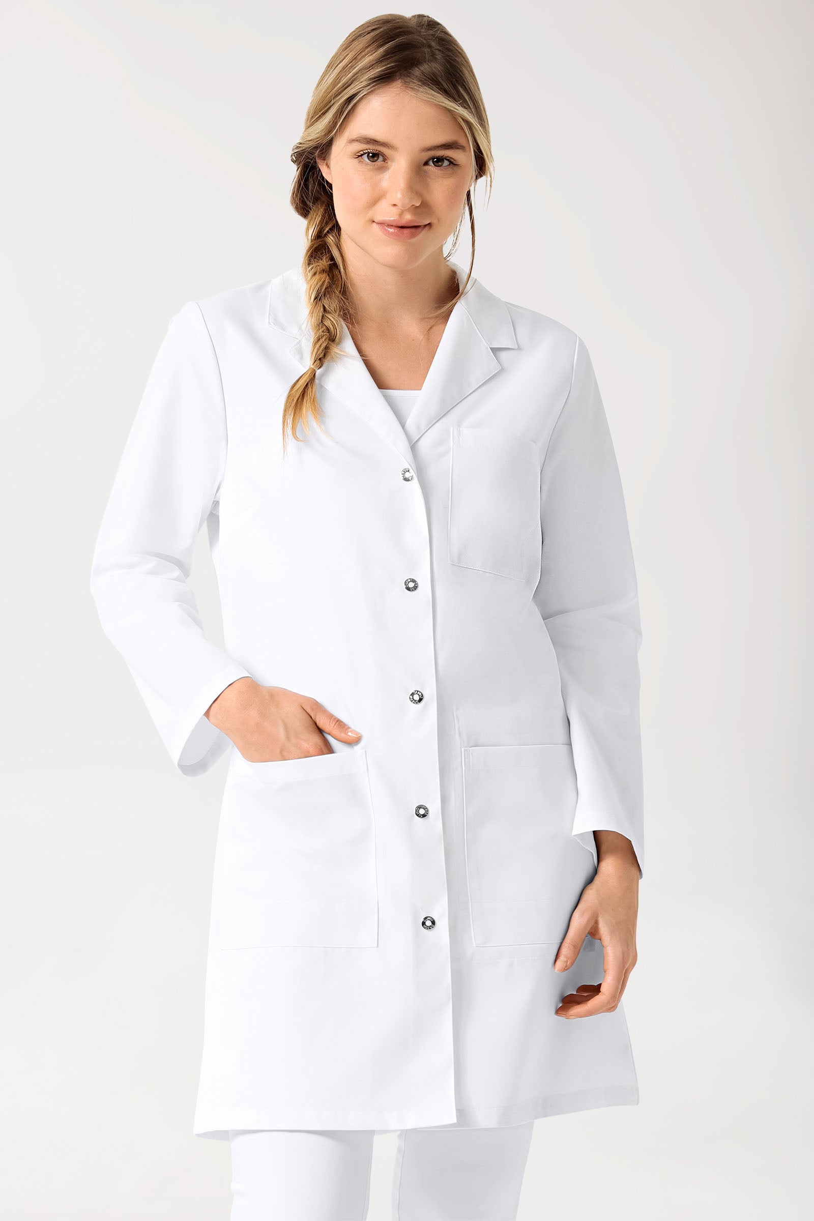 Blouse blanche Femme - Col à revers blanc, Vue de face 