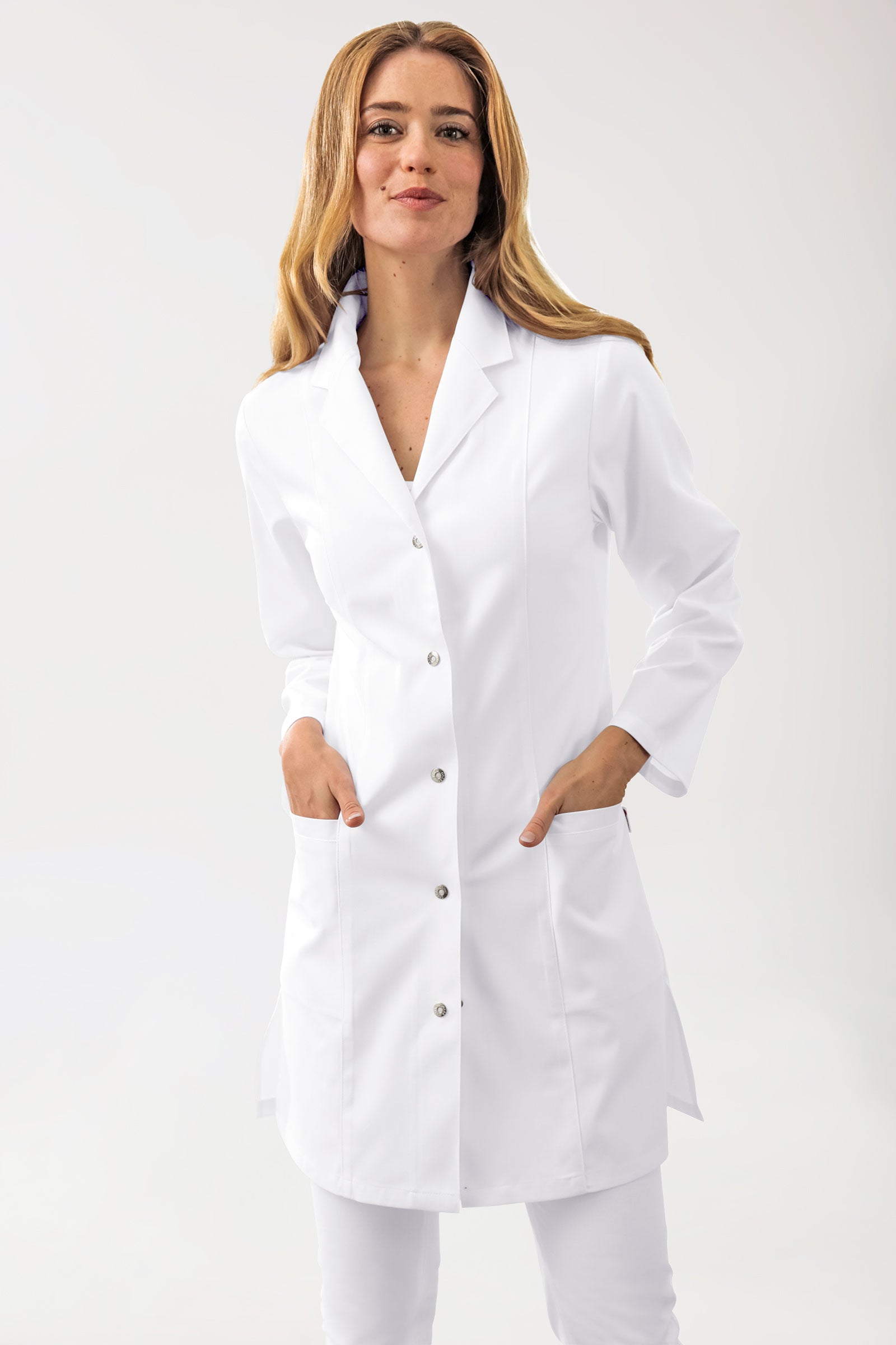 Blouse mi-longue Femme - Col tailleur blanc