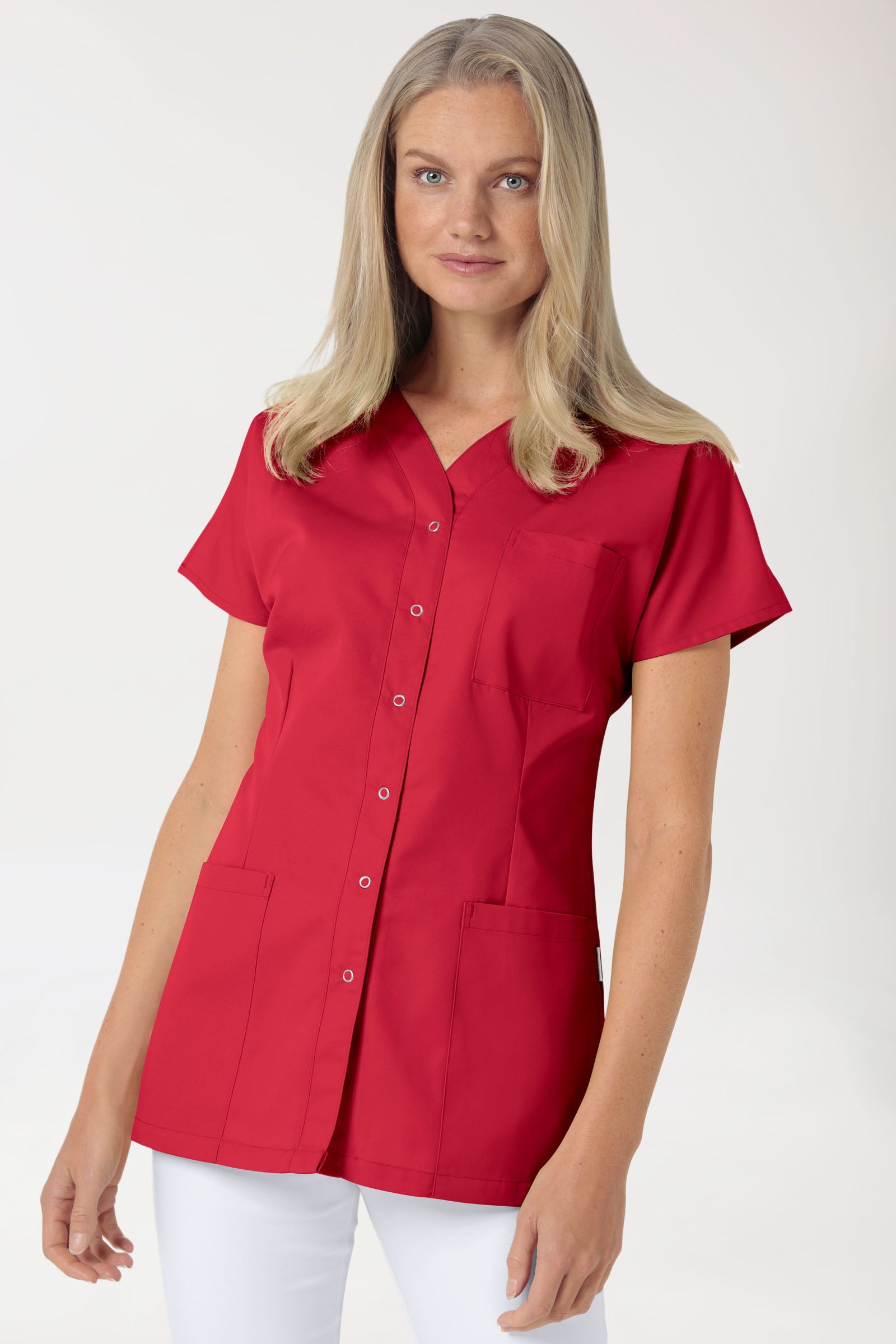 JUST STRONG Blouse Femme - patte pressions rouge