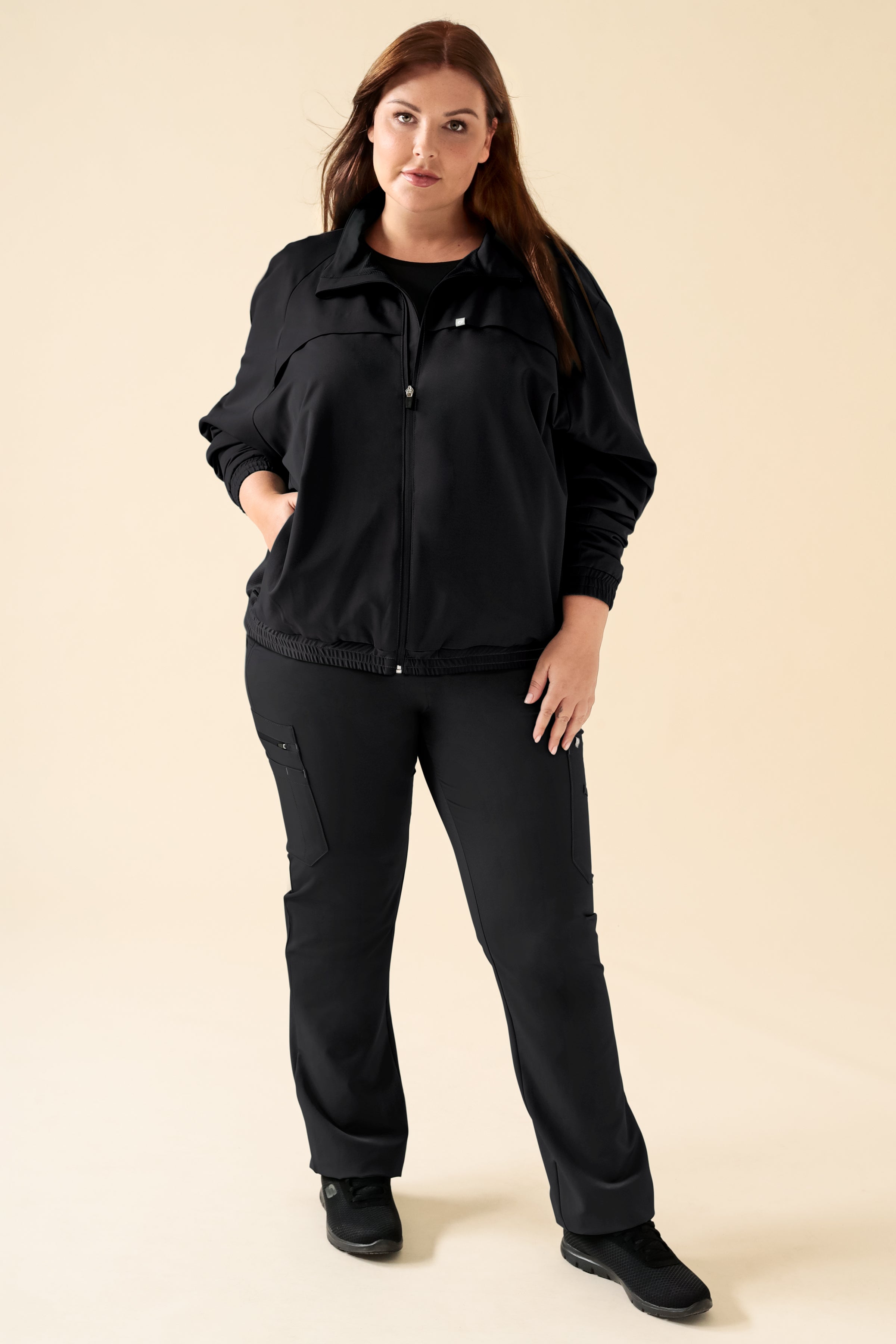 KAERE Veste blouson Femme - Poignet élastiqué noir, Vue de face 
