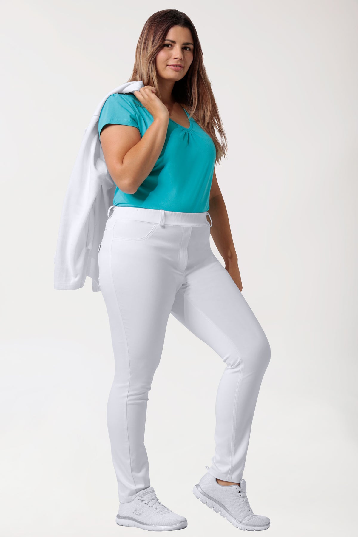 Curved Legging COMFY FLEX - Ceinture entièrement élastiquée blanc, Vue de face 