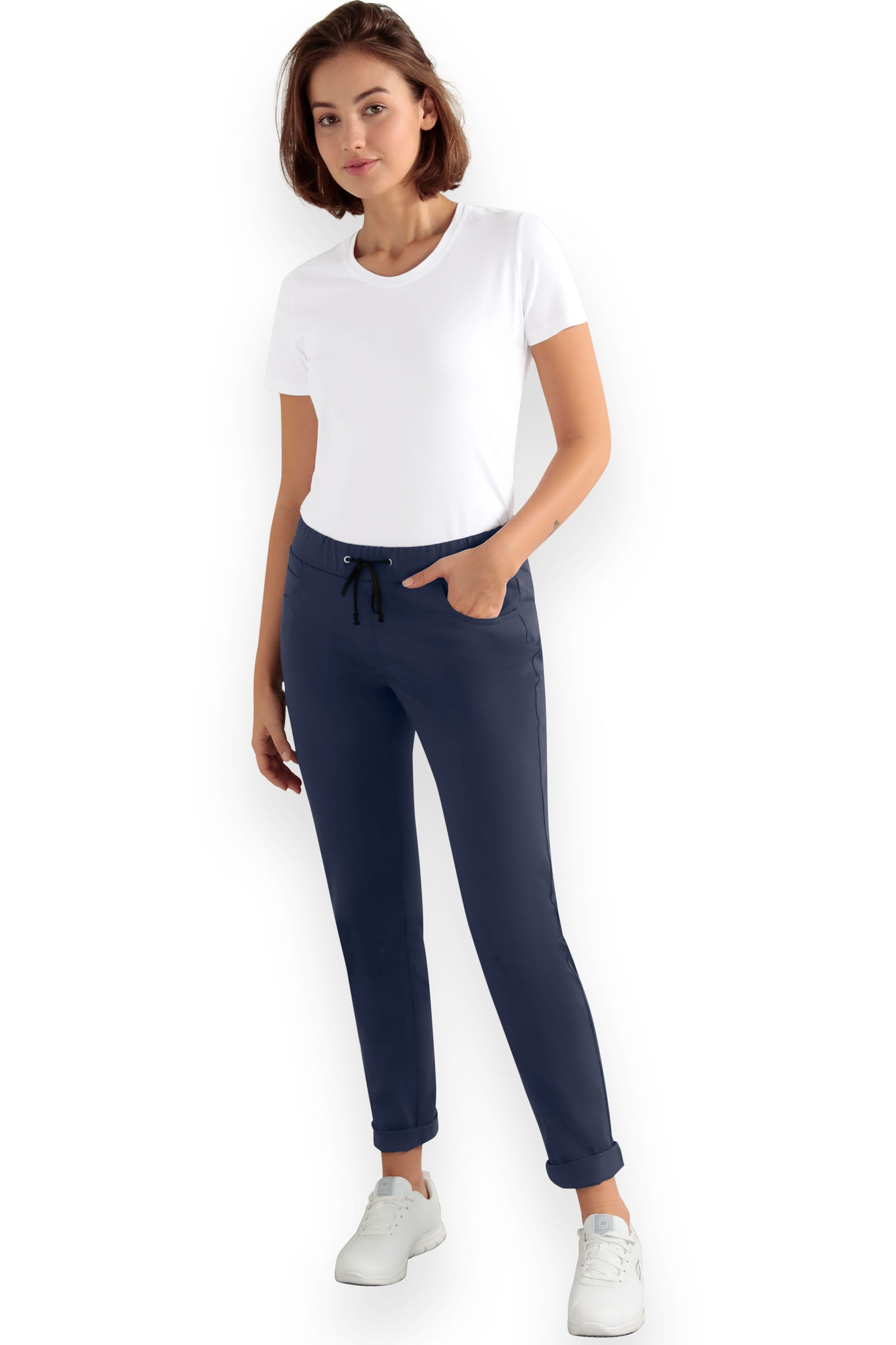 Pantalon 5 poches Femme - look jean navy