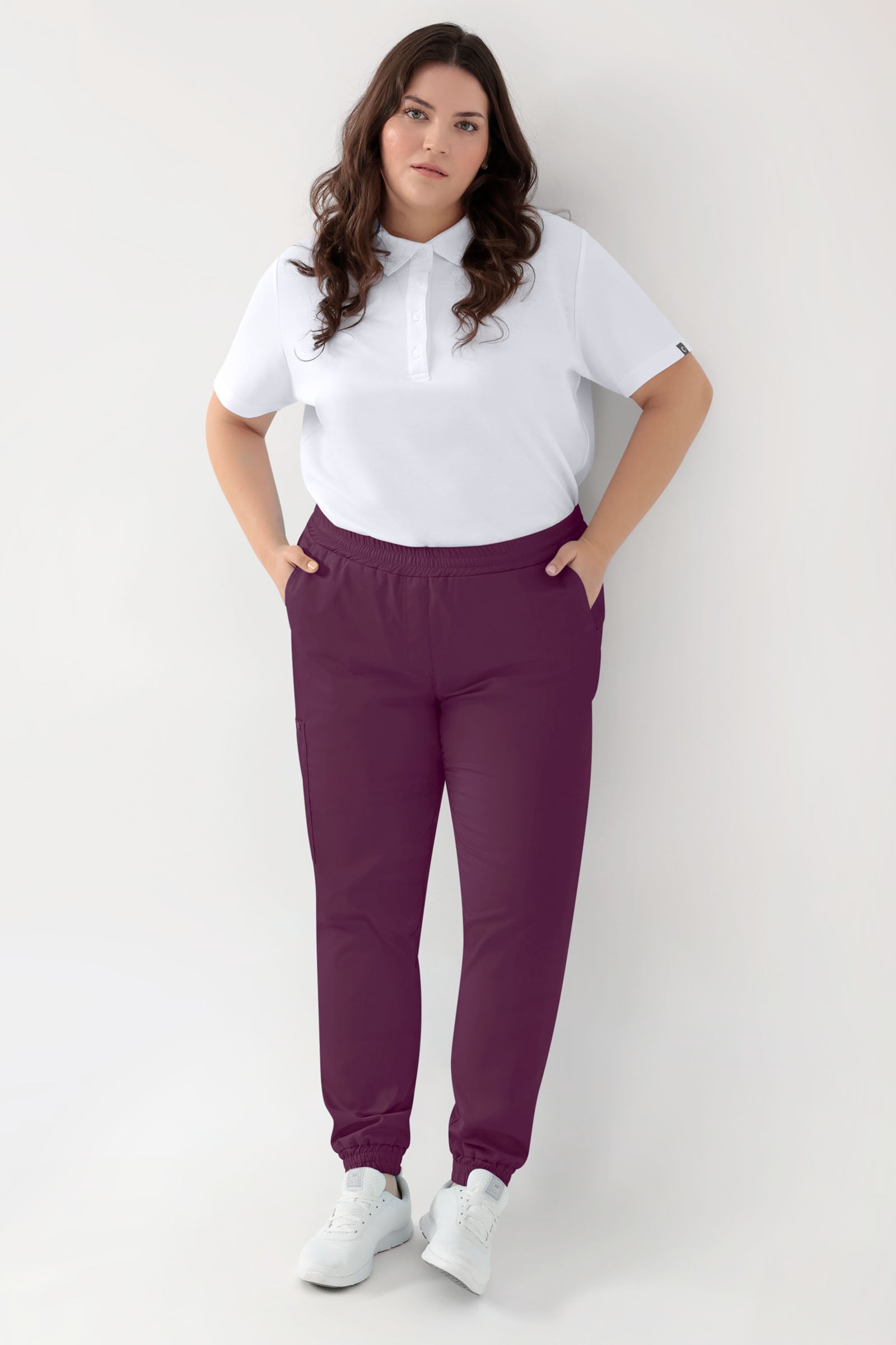GREEN Pantalon Stretch Femme - Style Jogpant prune, Vue de face 