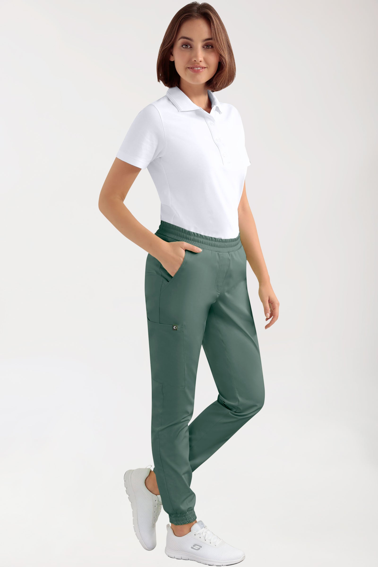 CORE Pantalon Cargo Femme – Style Jogpant vert foncé