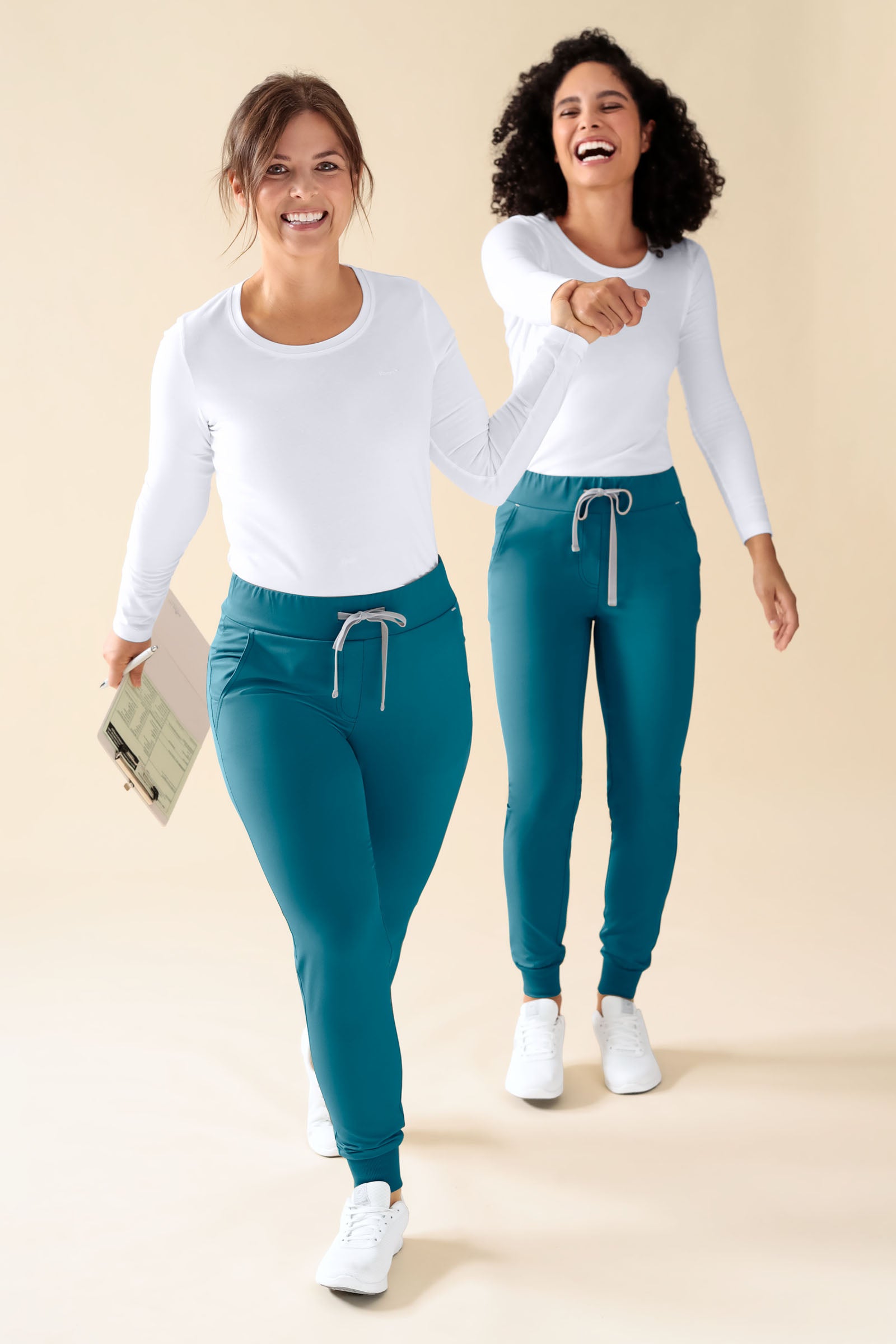 KAERE Pantalon Femme - ourlets côtelés Taille courte et sans poches cargo pétrole