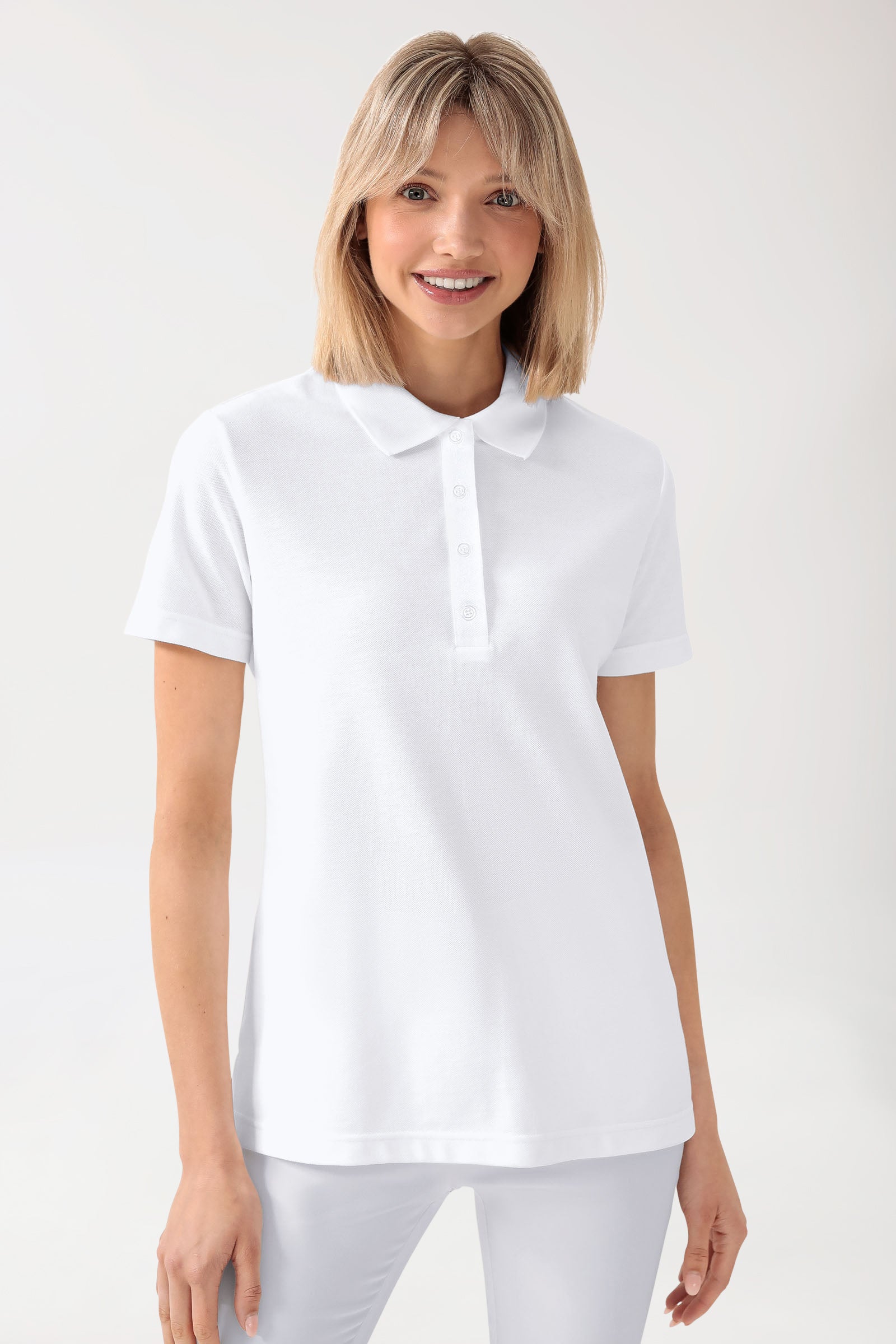 CORE T-shirt Femme – Col polo blanc