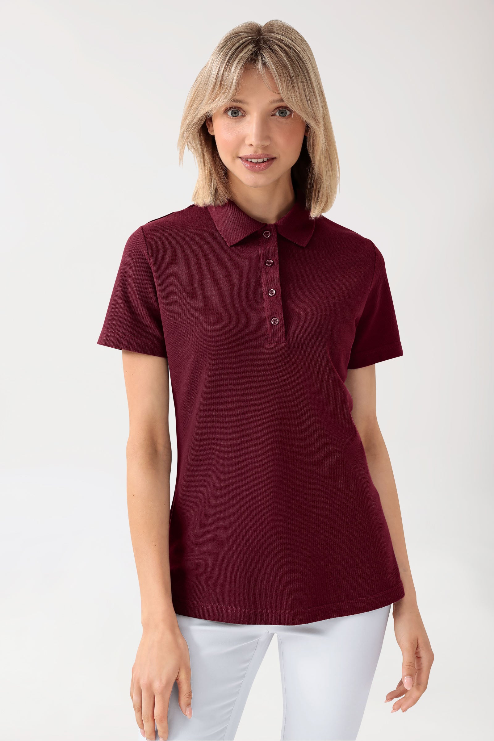 CORE T-shirt Femme – Col polo bordeaux