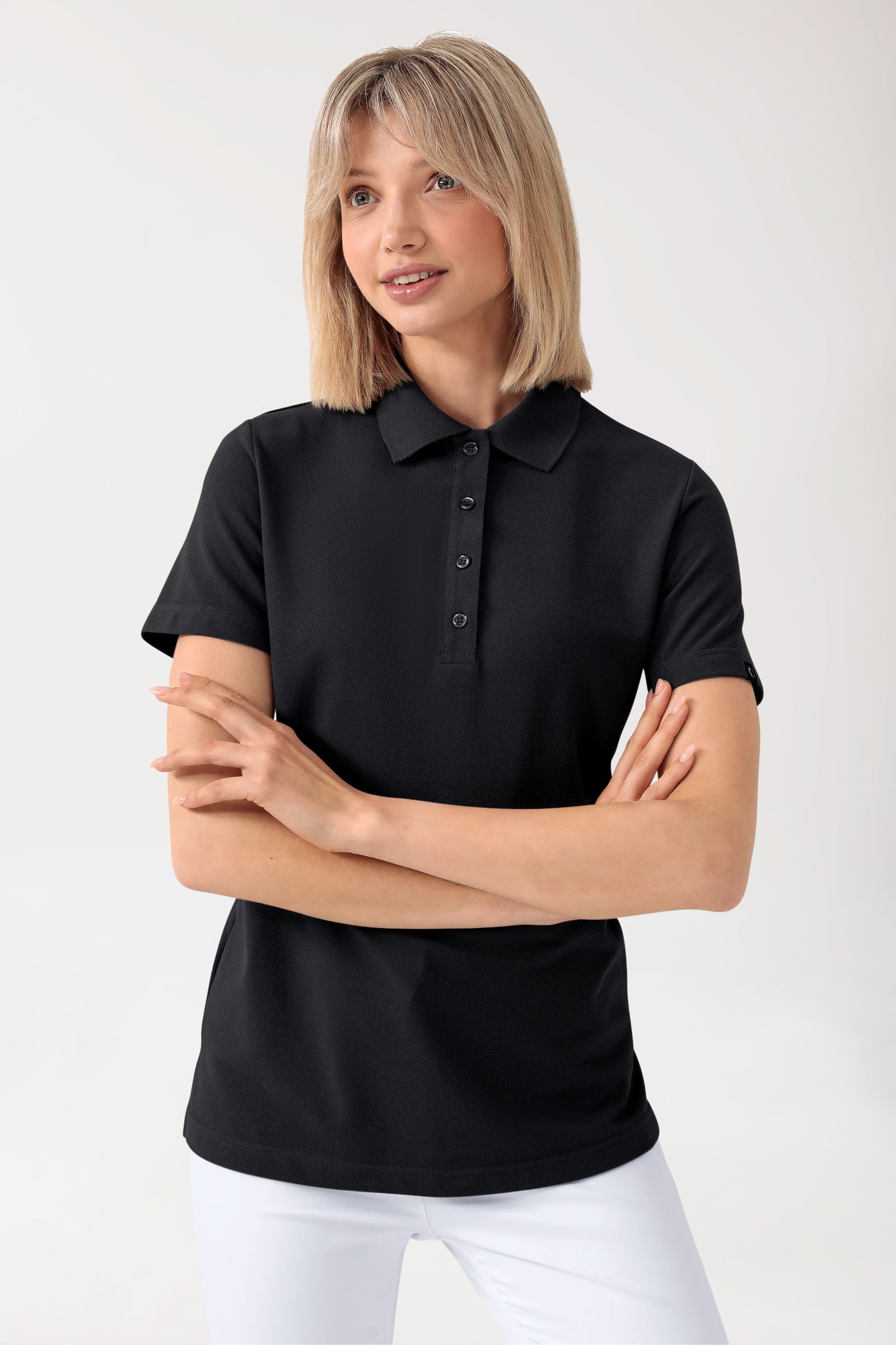 CORE T-shirt Femme – Col polo noir