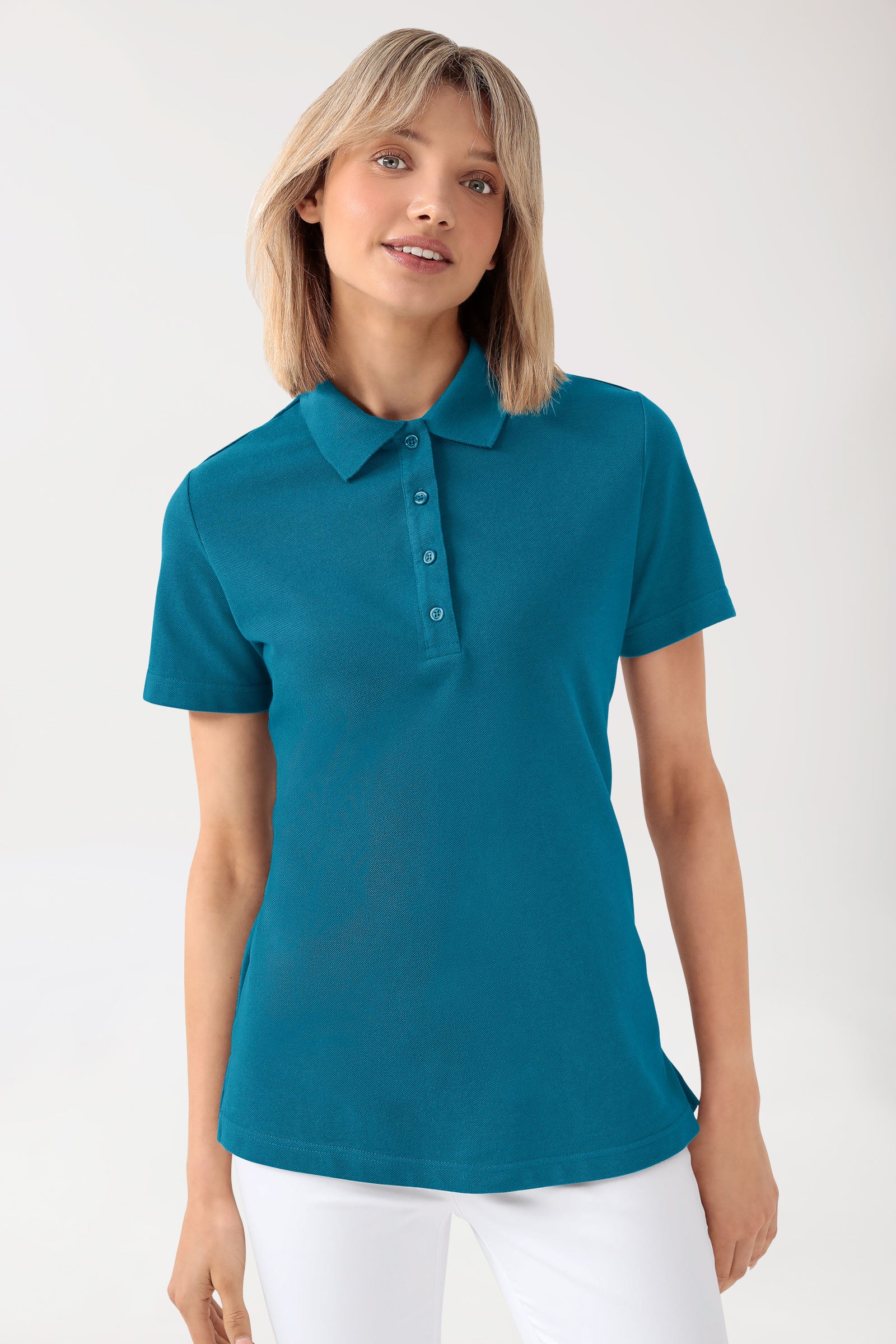 CORE T-shirt Femme – Col polo pétrole