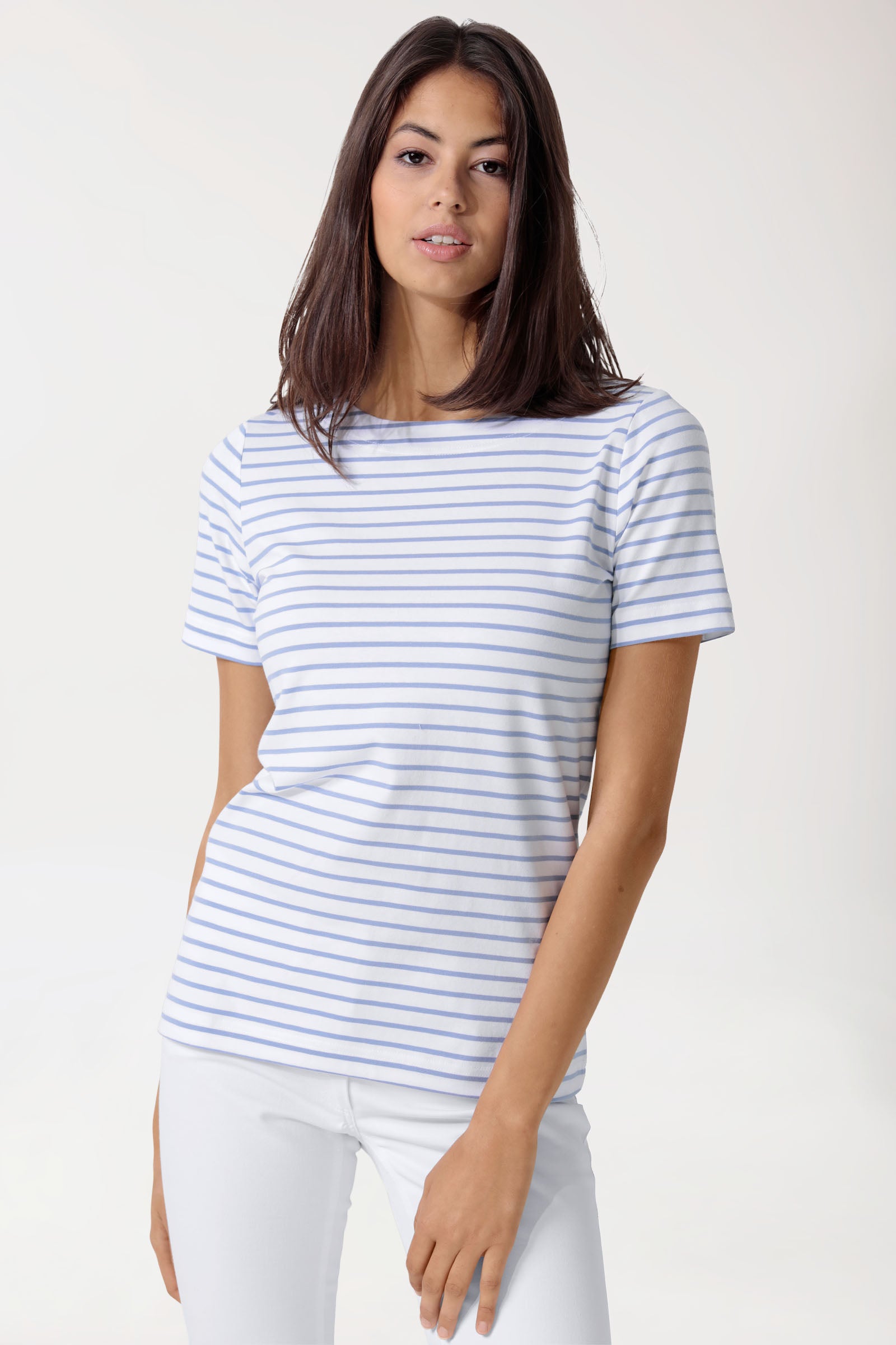 T-shirt Femme - Manche courte blanc/bleu