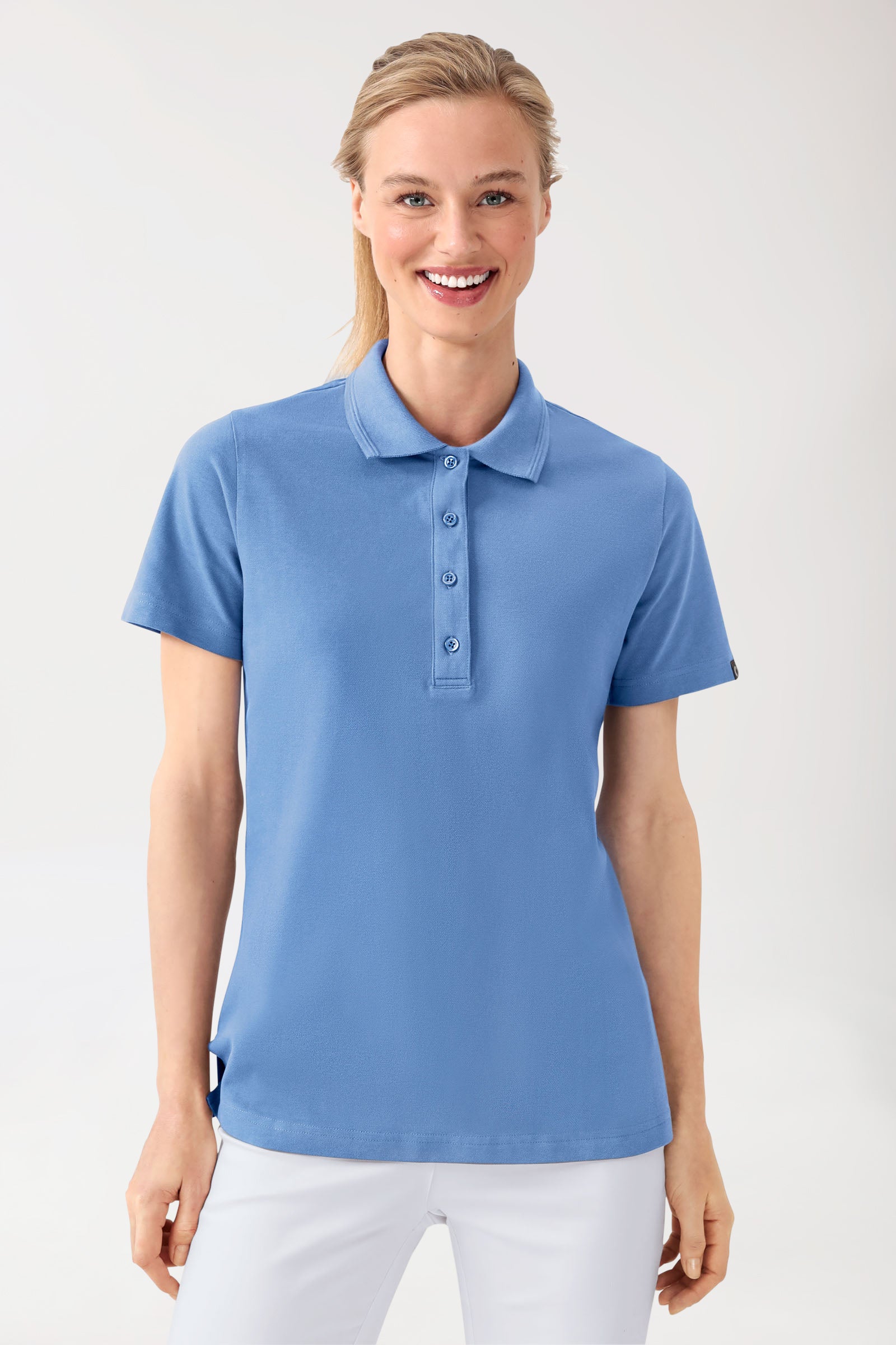 COMFY FLEX Shirt Stretch Femme - Col polo bleu ciel