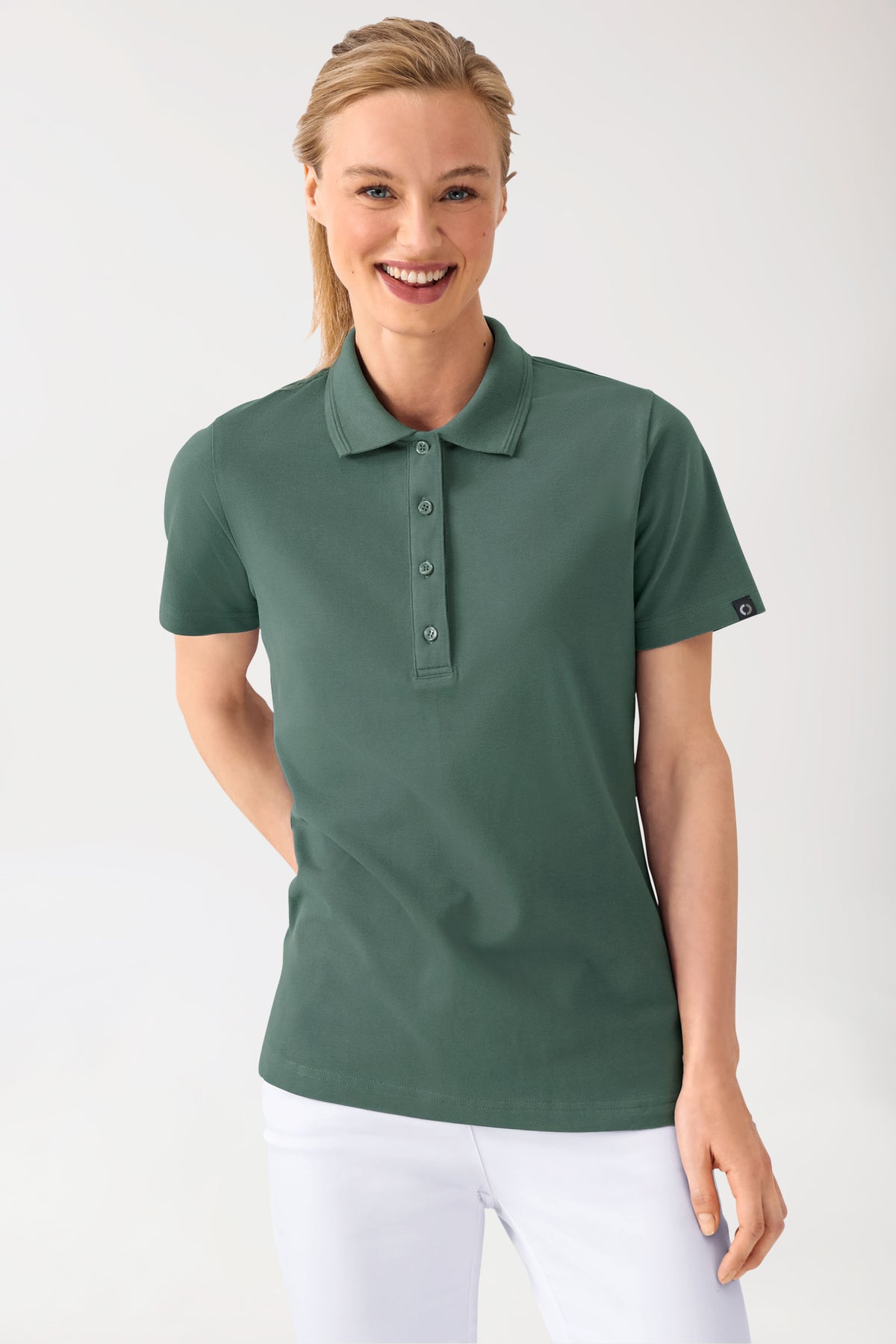 COMFY FLEX Shirt Stretch Femme - Col polo vert foncé
