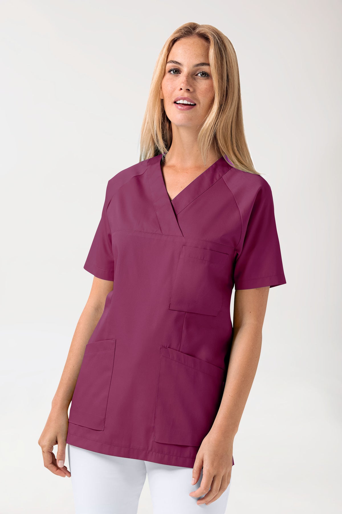 LA tunique médicale femme - Décolleté V berry, Vue de face 