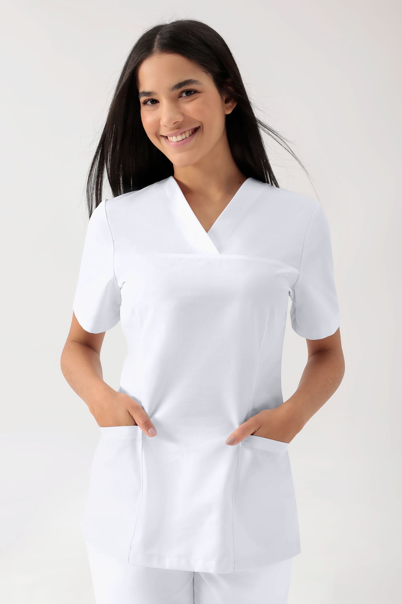 Tunique Stretch Femme - Décolleté V blanc