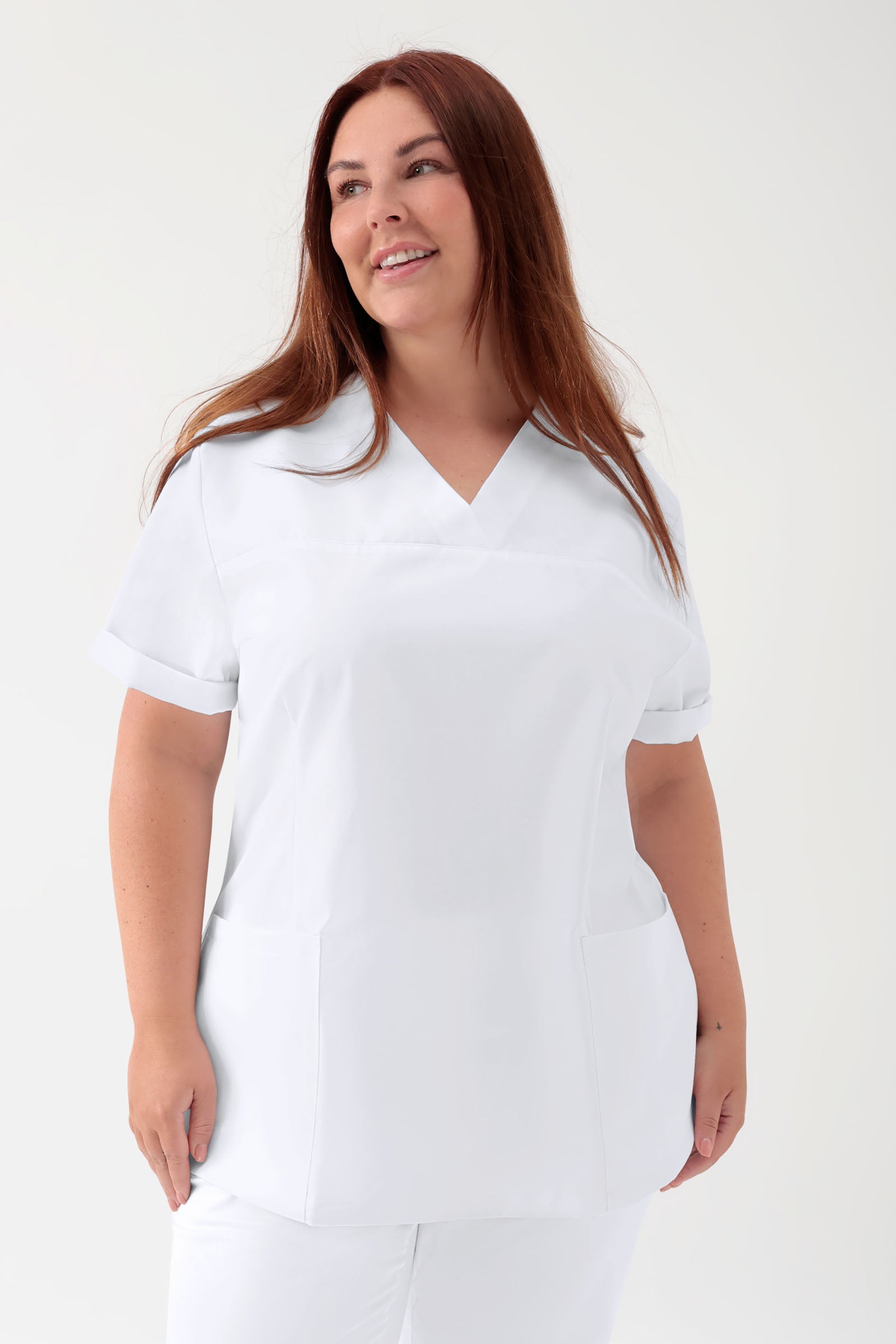 Tunique Stretch Femme - Décolleté V blanc