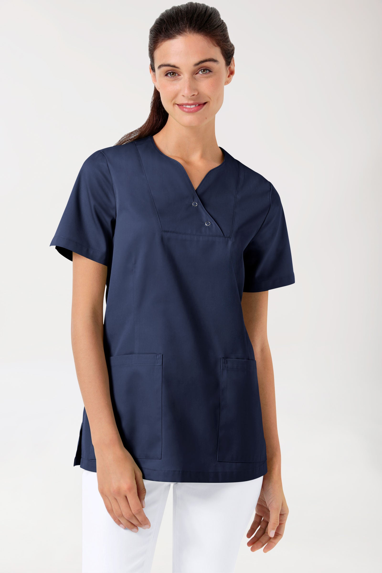CORE Tunique Femme curved fit - Boutons-pression bleu navy, Vue de face 
