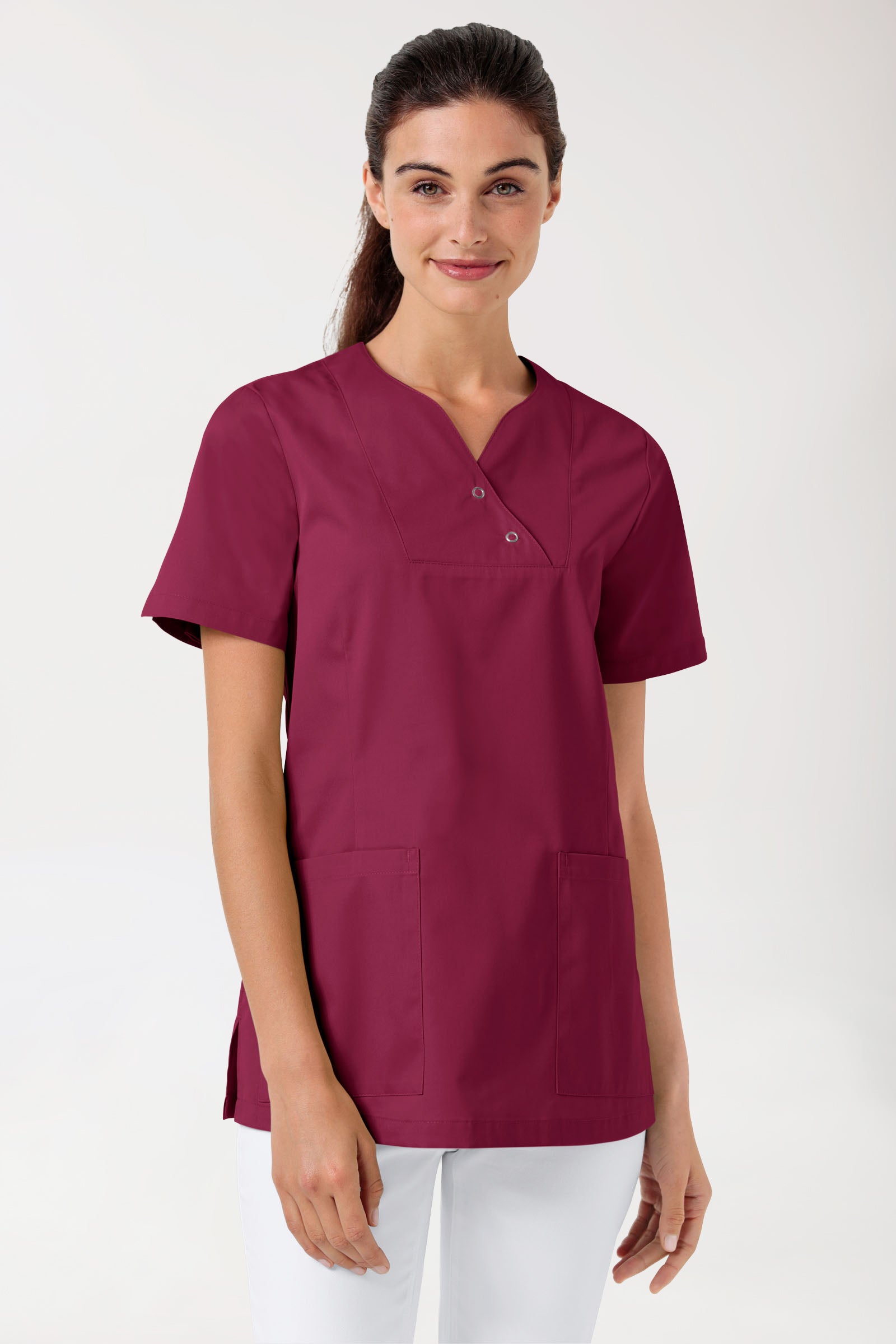 CORE Tunique Femme curved fit - Boutons-pression bordeaux, Vue de face 