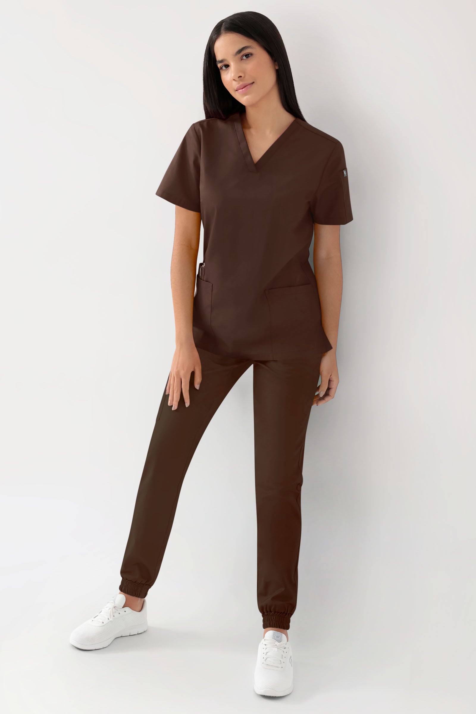 GREEN Tunique Stretch Femme - Décolleté V coffee