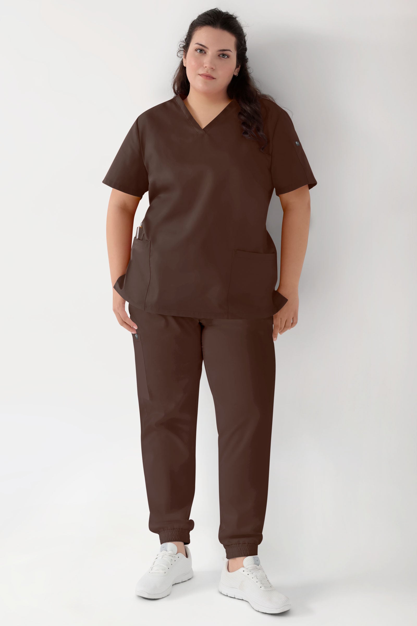GREEN Tunique Stretch Femme - Décolleté V coffee, Vue de face 
