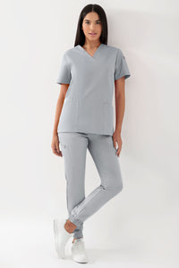 GREEN Tunique Stretch Femme - Décolleté V gris perle