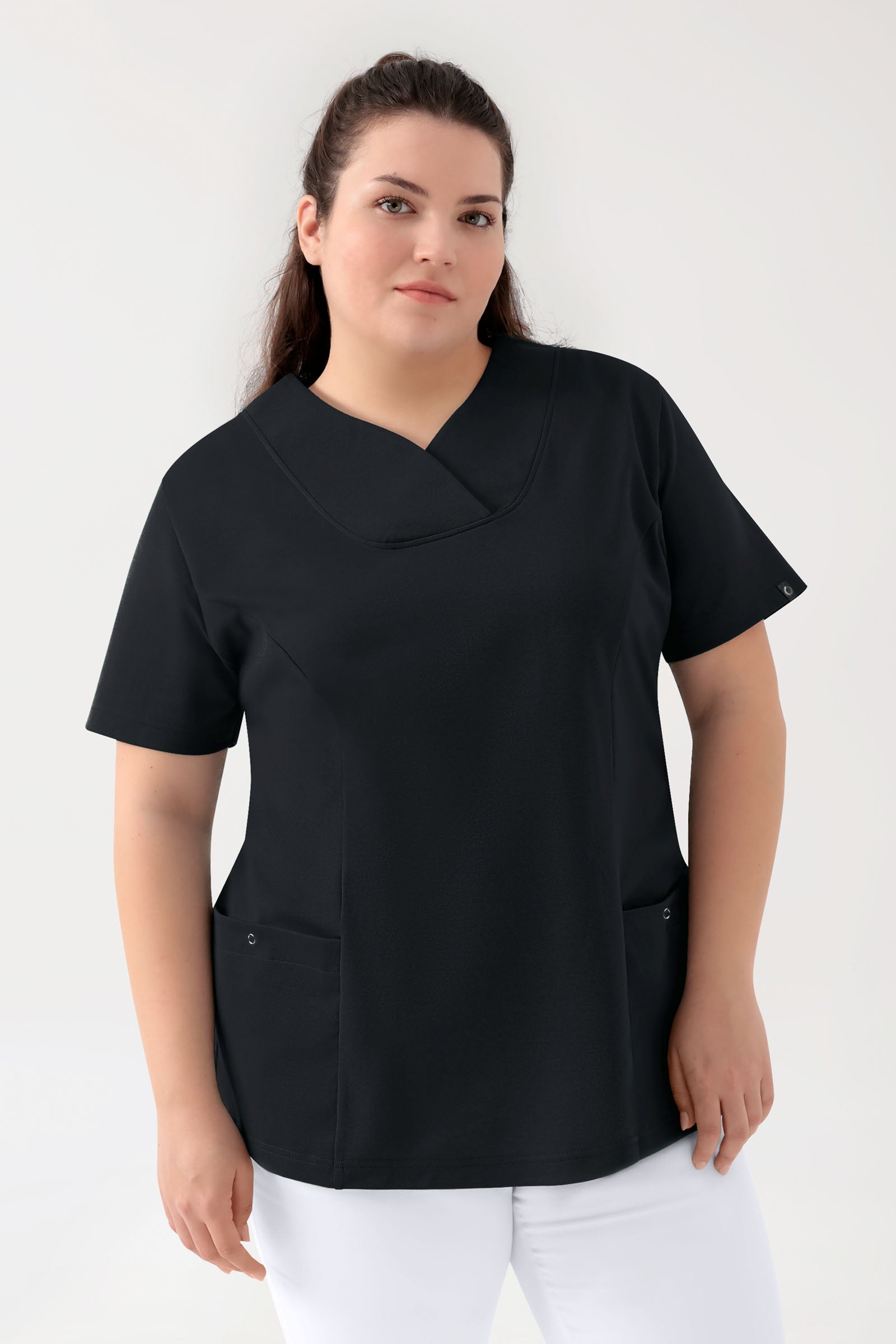 COMFY FLEX Tunique Stretch Femme - Décolleté Cœur noir, Vue de face 