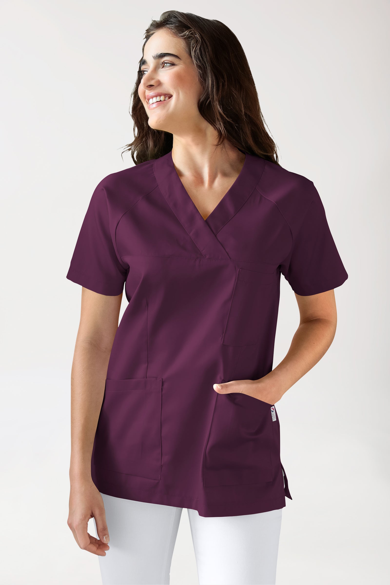 CORE Tunique Femme - Lot de 3 - Décolleté V prune, Vue de face 