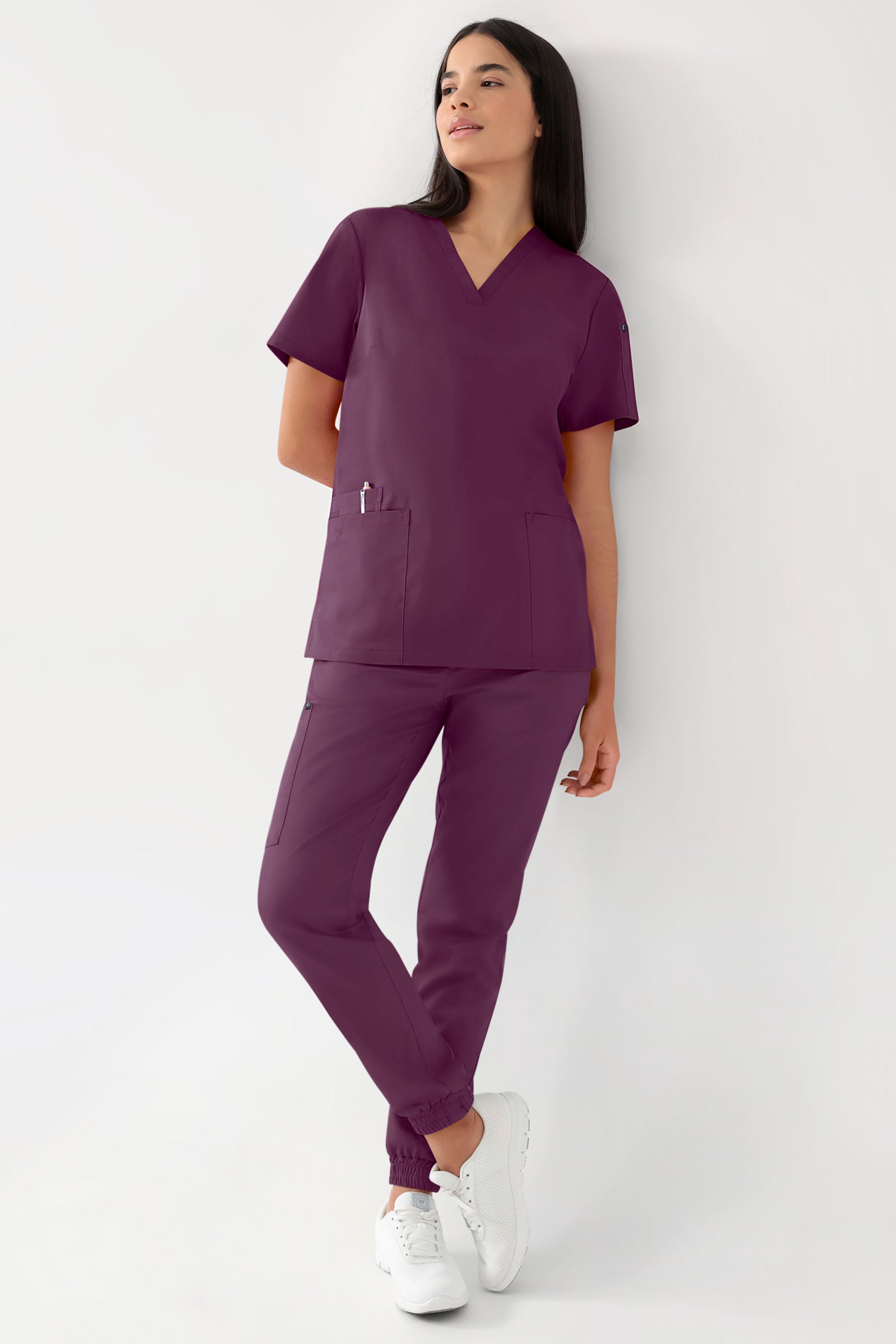 GREEN Tunique Stretch Femme - Décolleté V prune, Vue de face 