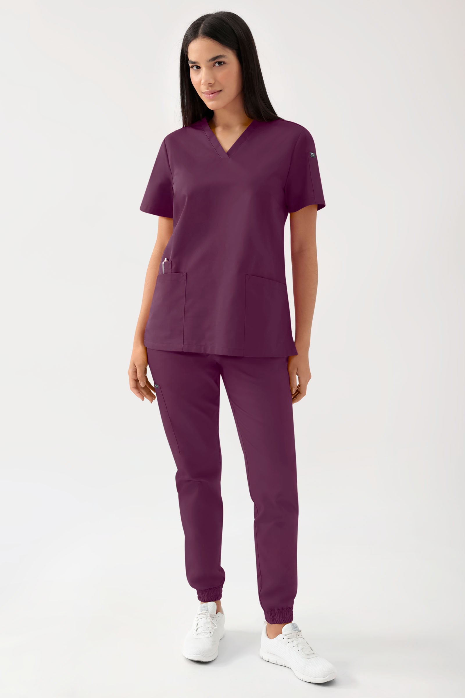 GREEN Tunique Stretch Femme - Décolleté V prune, Vue de face 