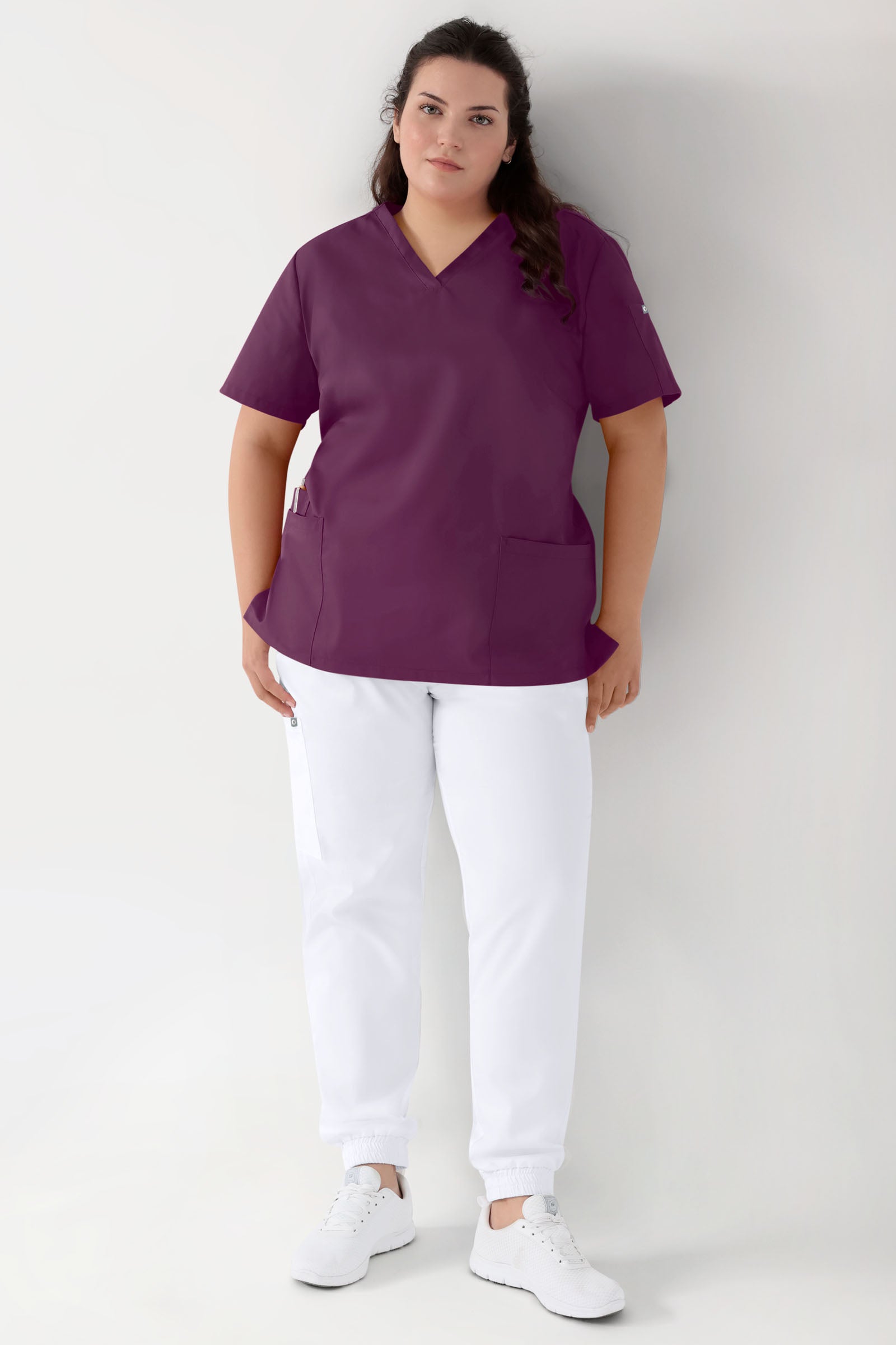 GREEN Tunique Stretch Femme - Décolleté V prune, Vue de face 