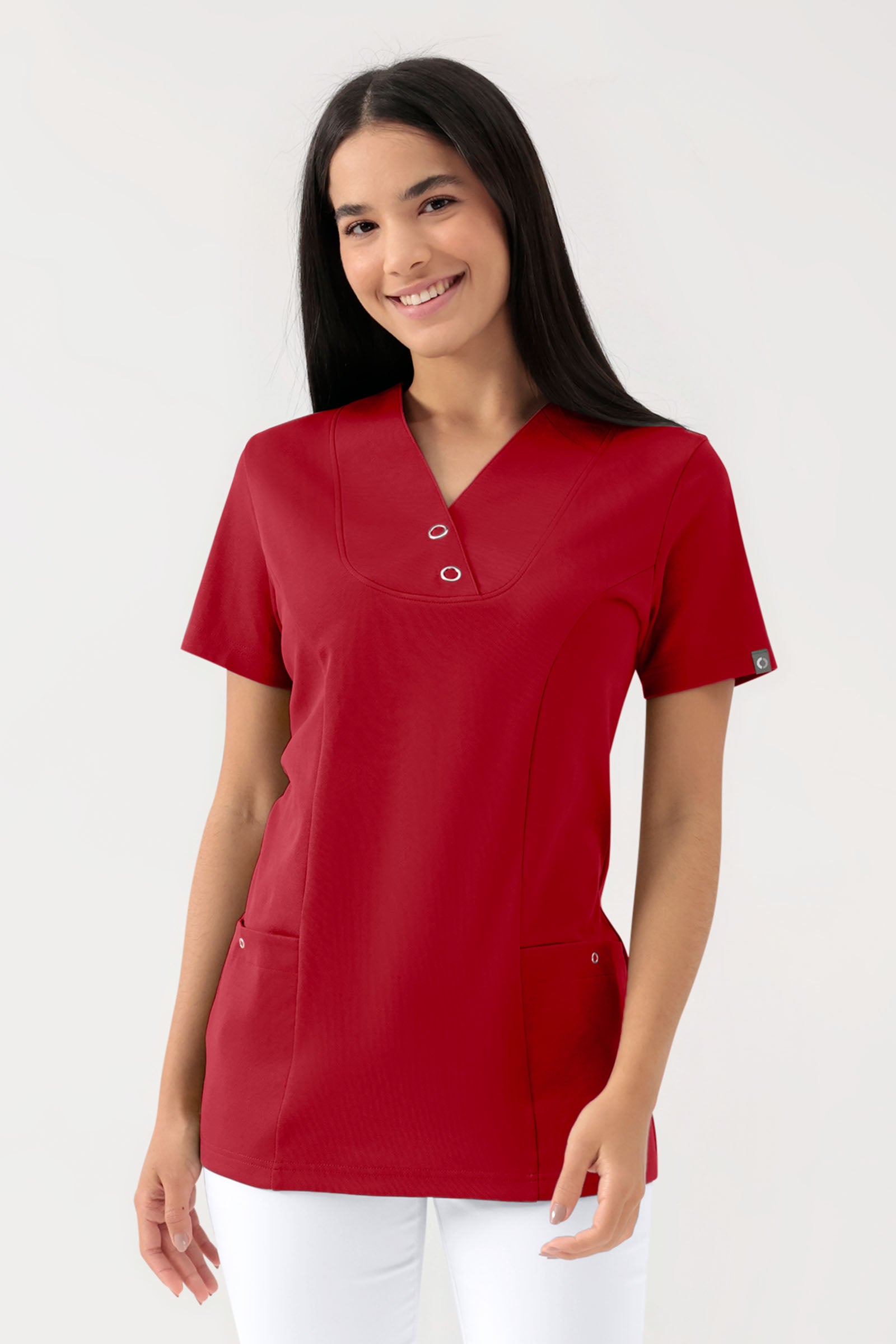 COMFY FLEX Tunique Stretch Femme - Boutons-pression rouge