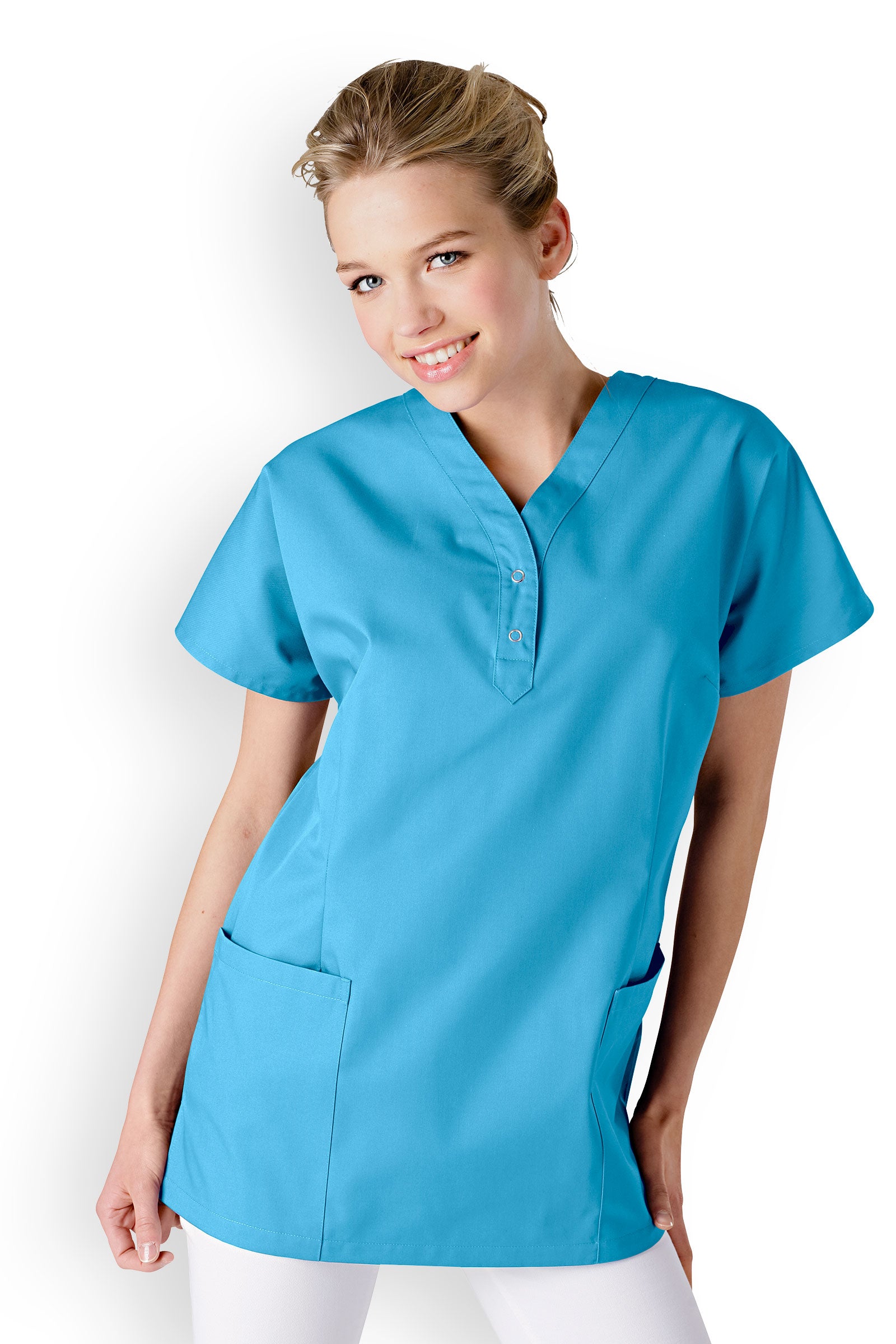 Tunique femme turquoise col en V