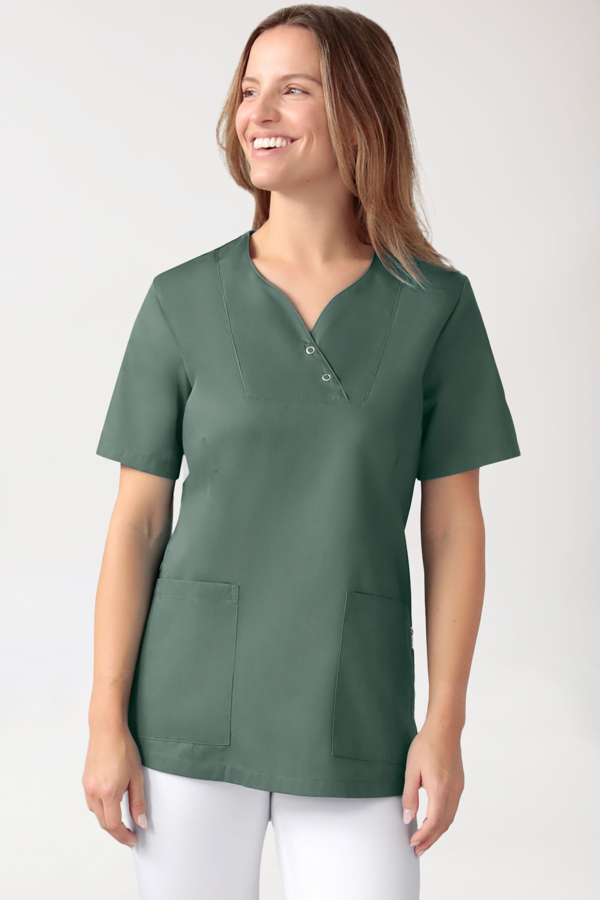 CORE Tunique Femme curved fit - Boutons-pression vert foncé